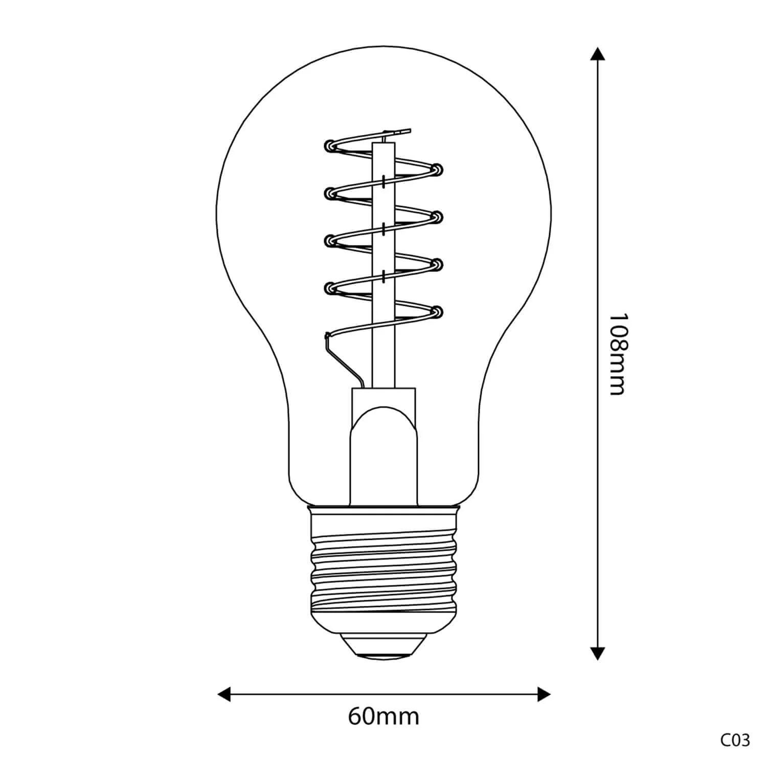 LED-Lampe Gold Carbon Line Spiralfaden Birnenform A60 4W 250Lm E27 1800K dimmbar – C03 - Image 3