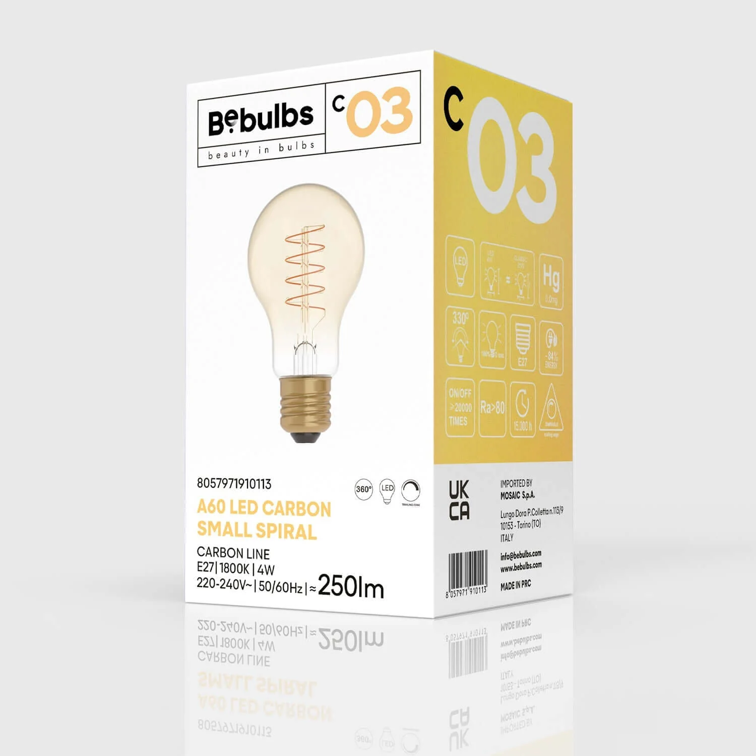 LED-Lampe Gold Carbon Line Spiralfaden Birnenform A60 4W 250Lm E27 1800K dimmbar – C03 - Image 4