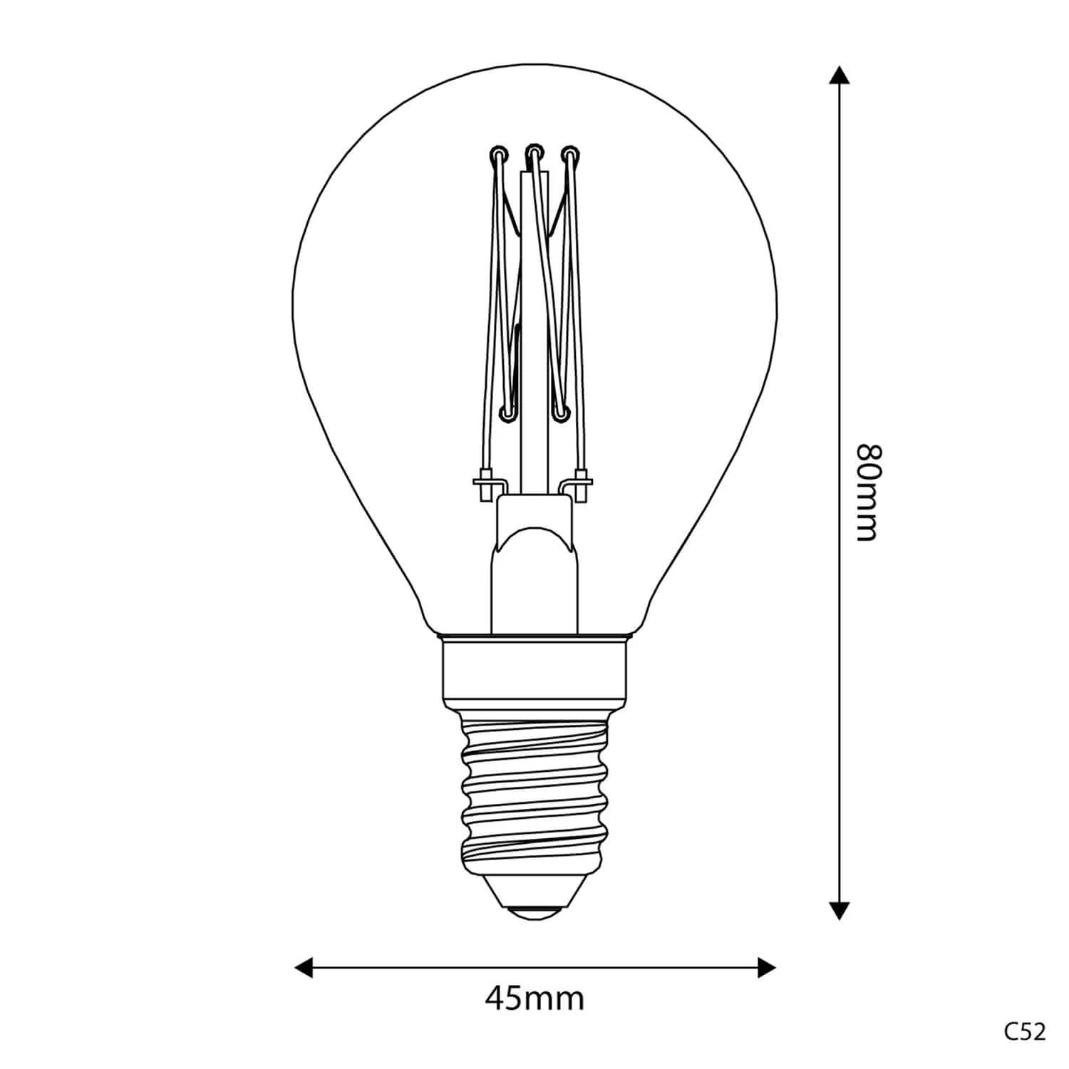 LED-Glühbirne Gold Carbon Line mit vertikalem Glühfaden, Mini-Globus G45 3,4W 300Lm E14 2700K Dimmbaar – C52 - Image 3