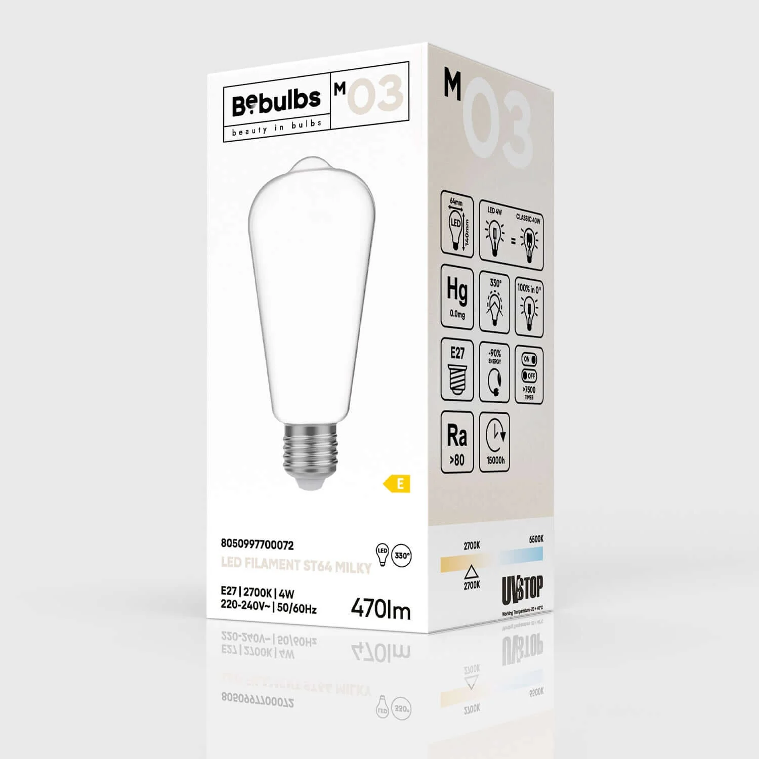 LED-Leuchtmittel Milky Edison ST64 4W 470Lm E27 2700K – M03 - Image 4