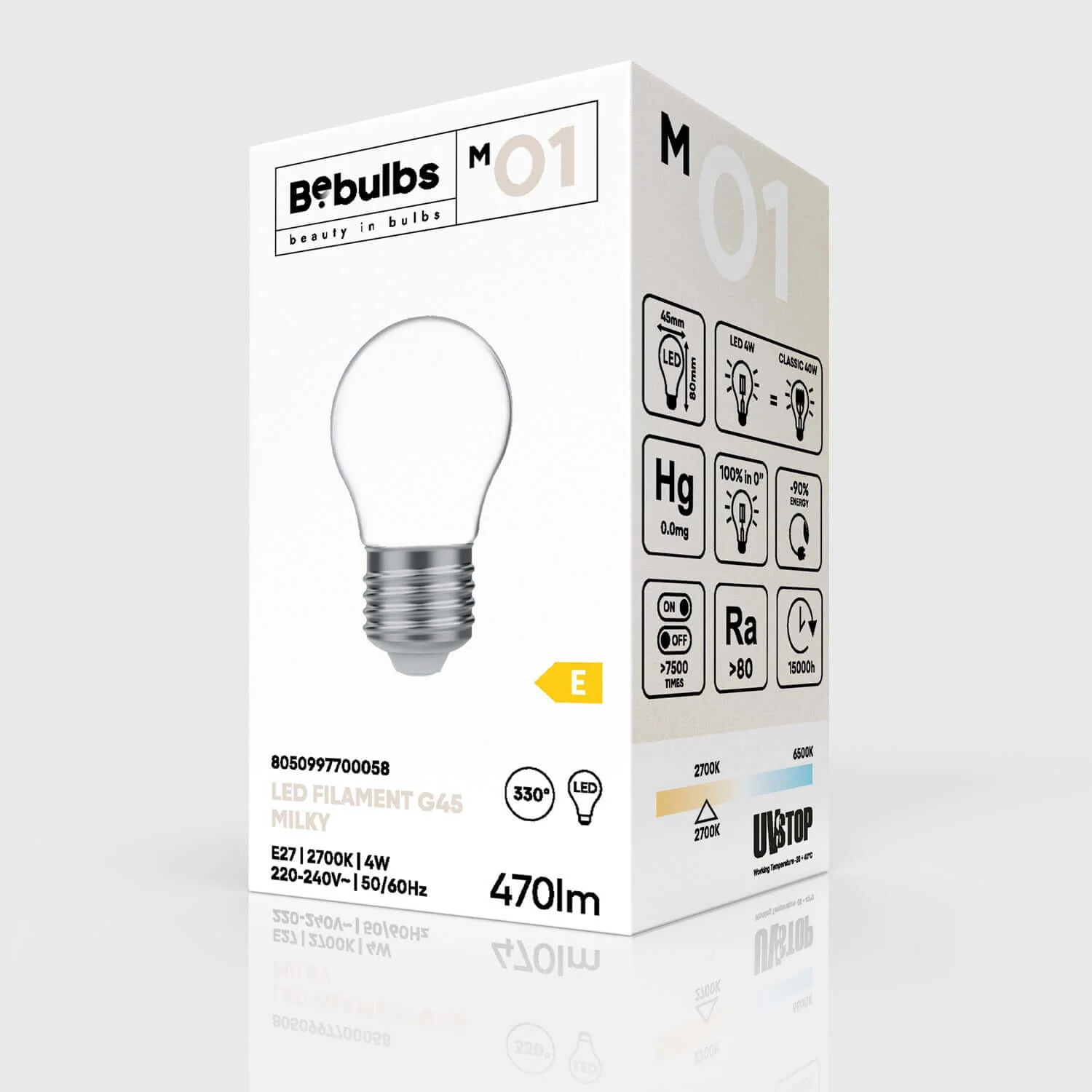 LED-Lampe Milky Mini Globus G45 4W 470Lm E27 2700K - M01 - Image 4
