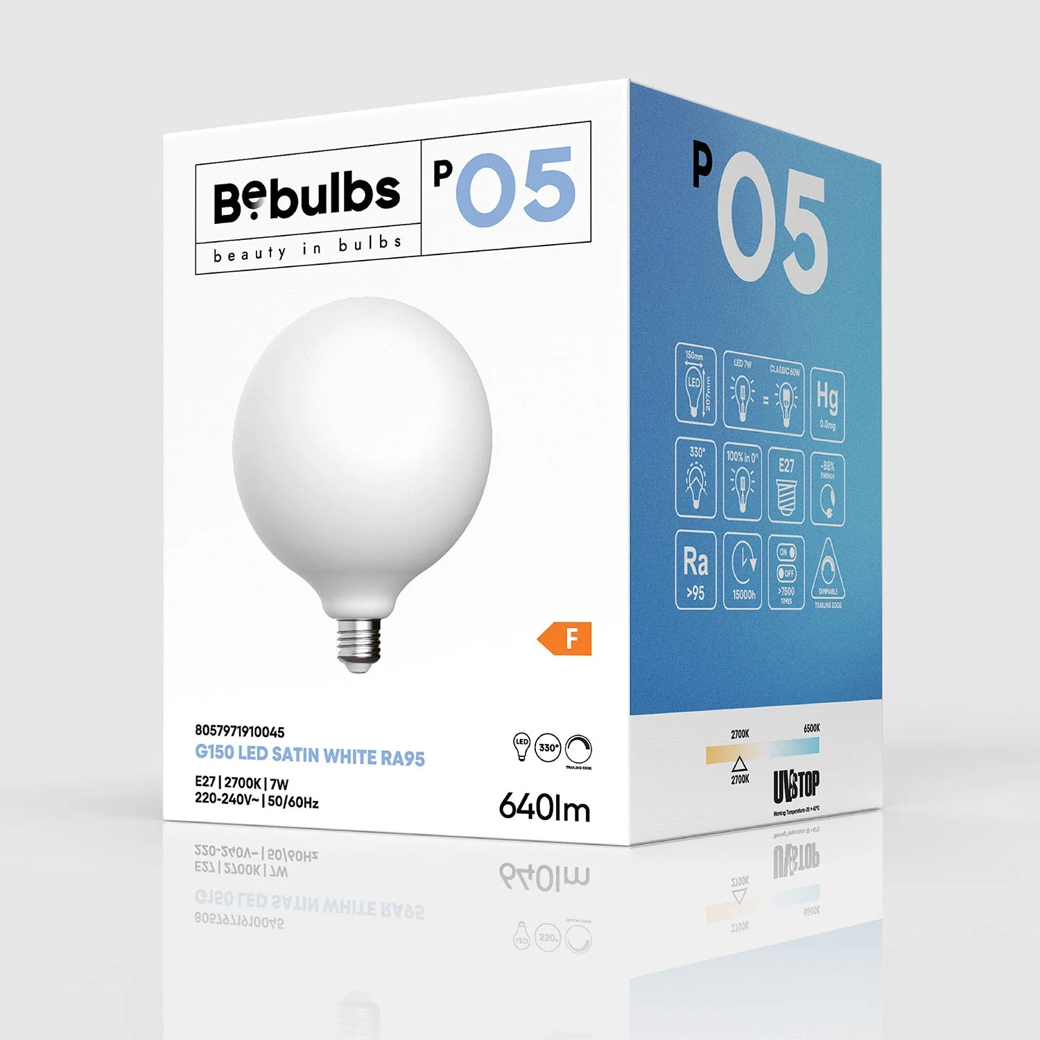 LED-Lampe Porzellan-Effekt CRI 95 G150 7W 640Lm E27 2700K Dimmbar – P05 - Image 4