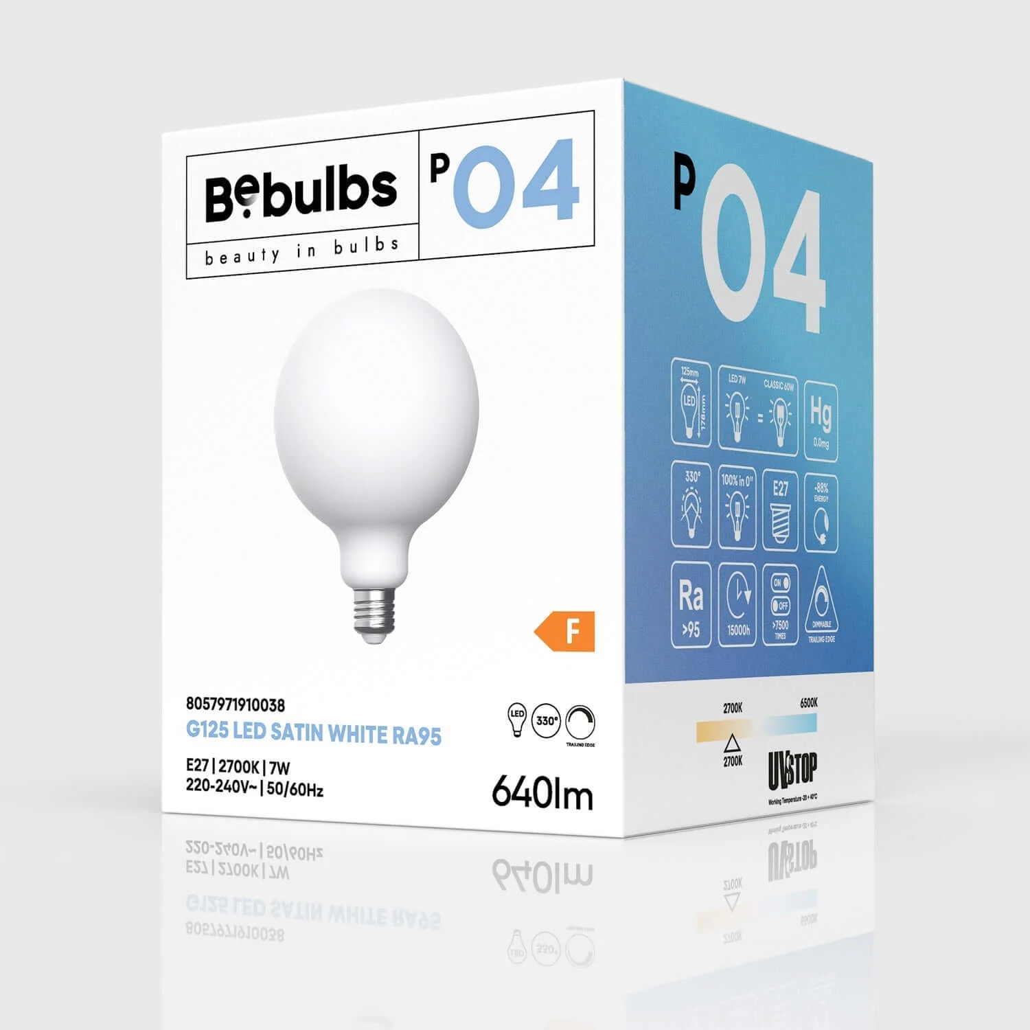LED-Lampe Porzellan-Effekt CRI 95 G125 7W 640Lm E27 2700K dimmbar – P04 - Image 4