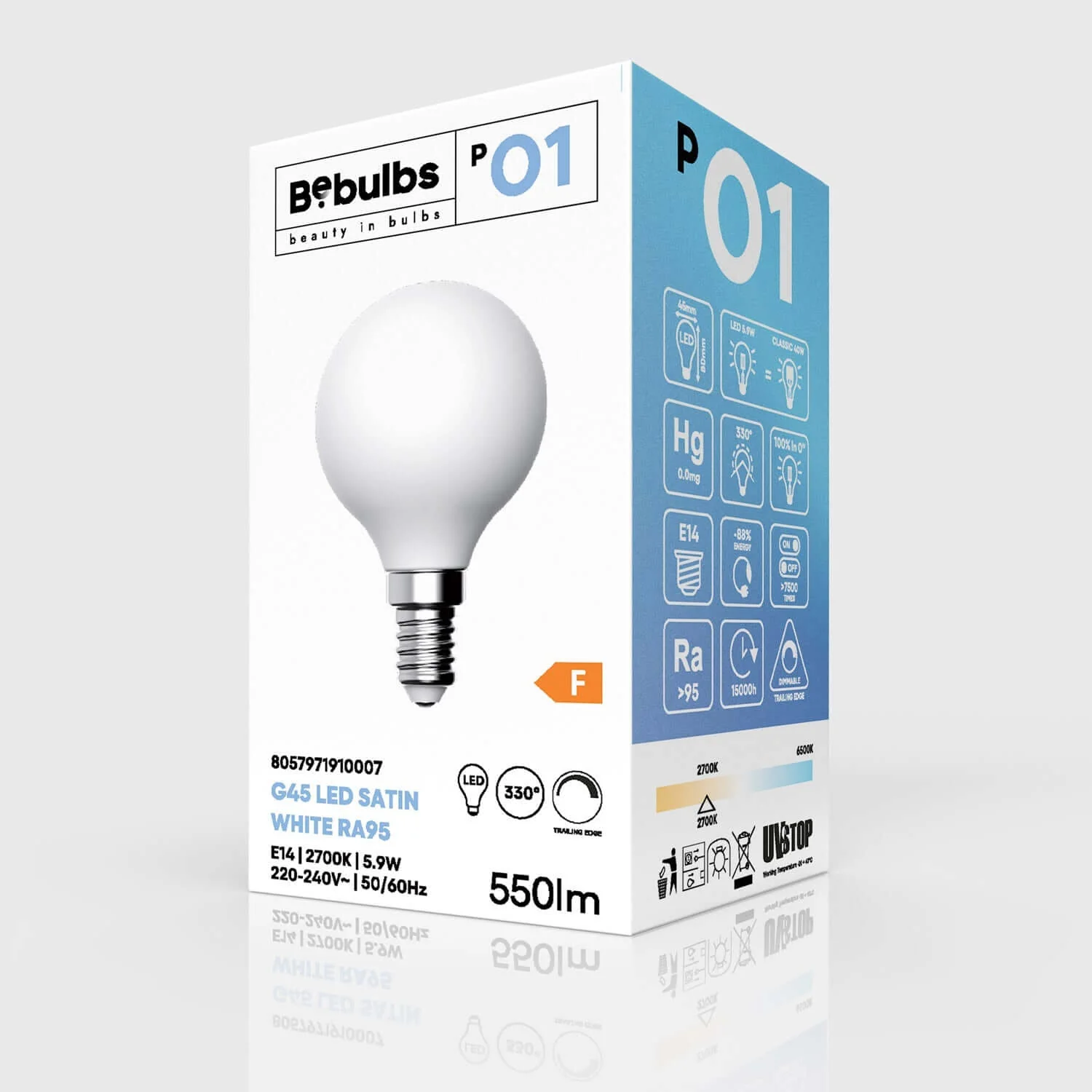 LED-Lampe Porzellan-Effekt CRI 95 G45 5,9W 550Lm E14 2700K Dimmbar – P01 - Image 4