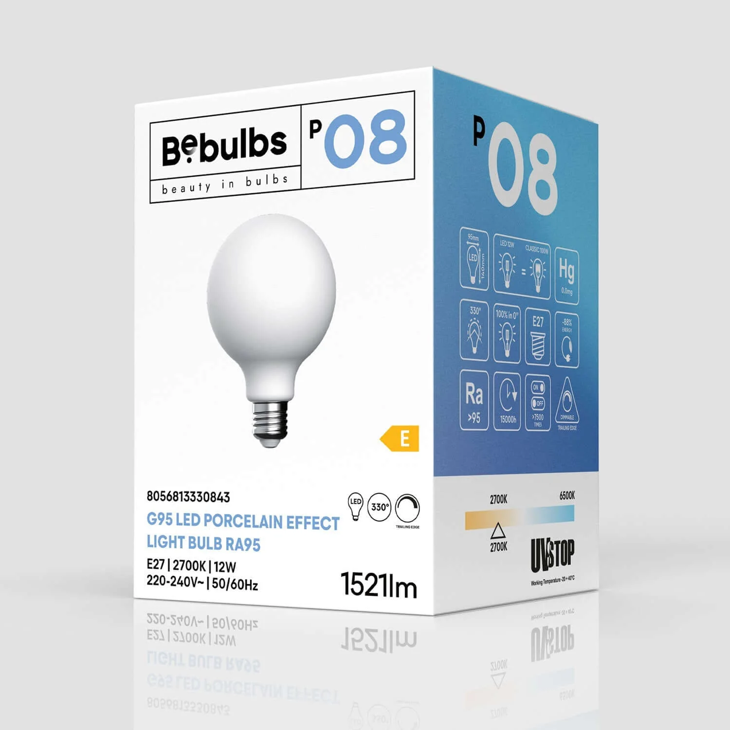 LED-Lampe Porzellaneffekt CRI 95 G95 12W 1521Lm E27 2700K Dimmbarkeit - P08 - Image 4