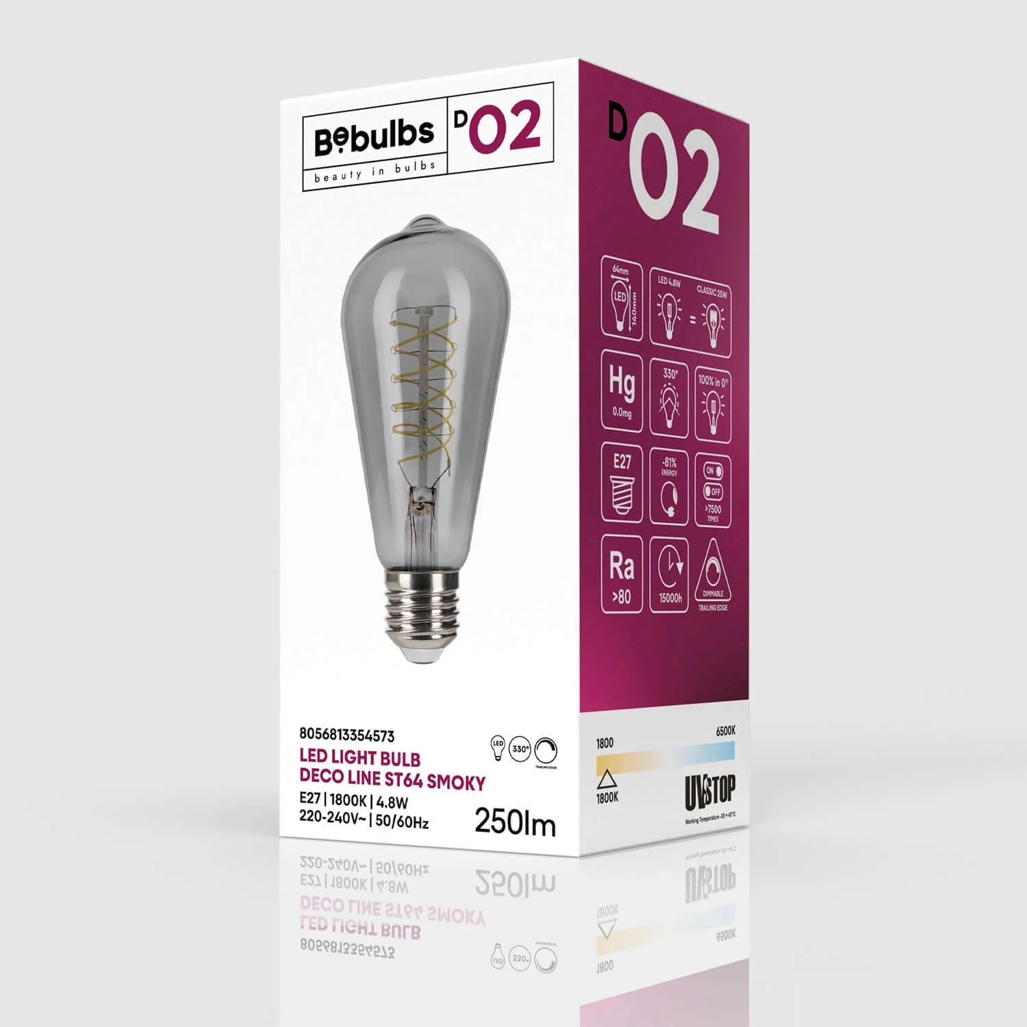 LED-Lampe Smoky Edison ST64 4,8W 250Lm E27 1800K Dimmerbar - D02 - Image 4