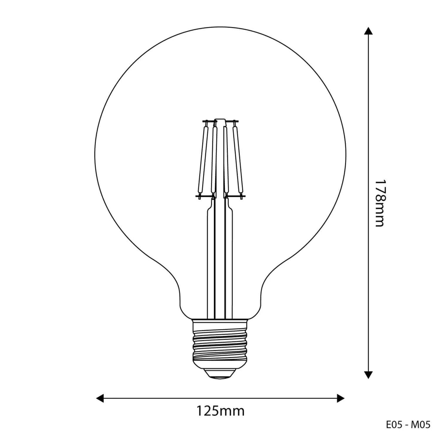 LED-Lampe Transparent Globe G125 4W 470Lm E27 2700K – E05 - Image 3