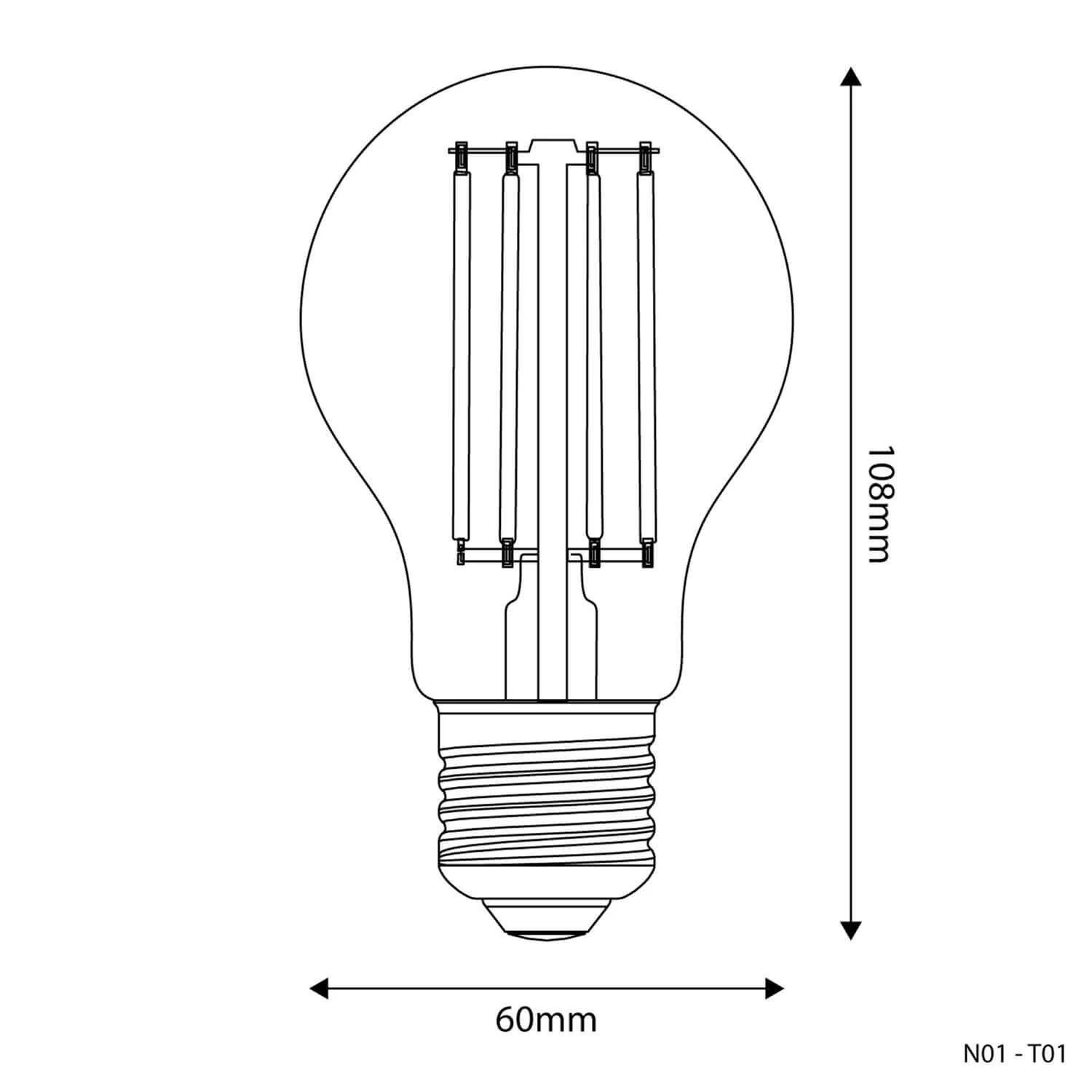 LED-Glühbirne Transparent Tropfen A60 7W 806Lm E27 3500K Dimmbar – N01 - Image 3