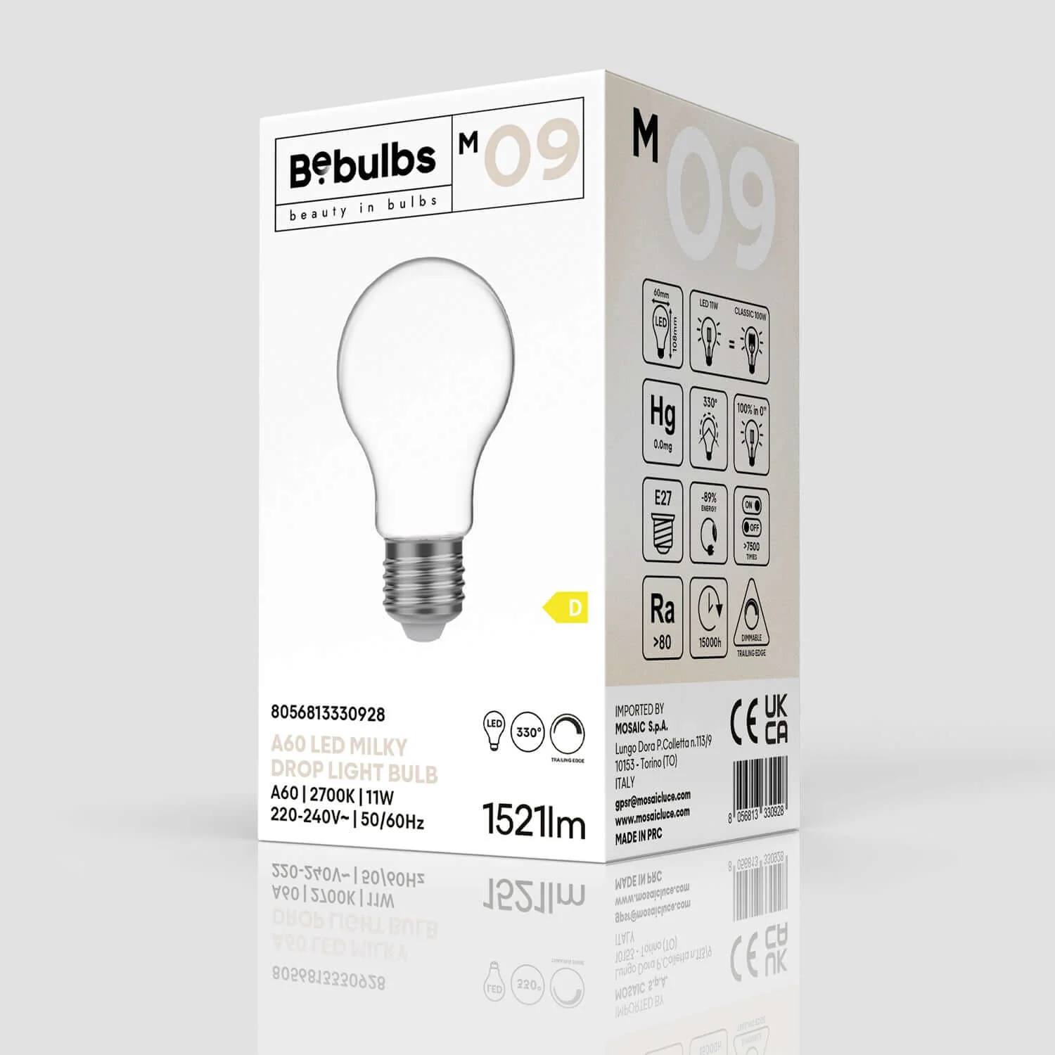 LED-Lampe Milky Goccia A60 11W 1521Lm E27 2700K Dimmbarkeit – M09 - Image 4