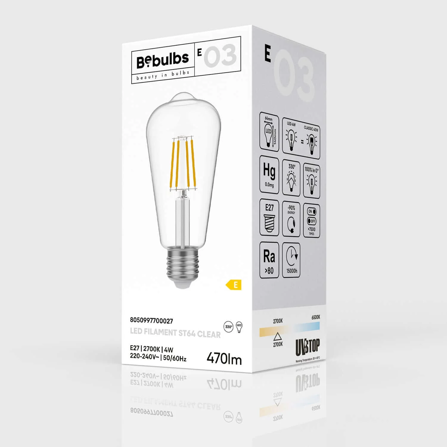 LED-Glühbirne Transparent Edison ST64 4W 470Lm E27 2700K – E03 - Image 4