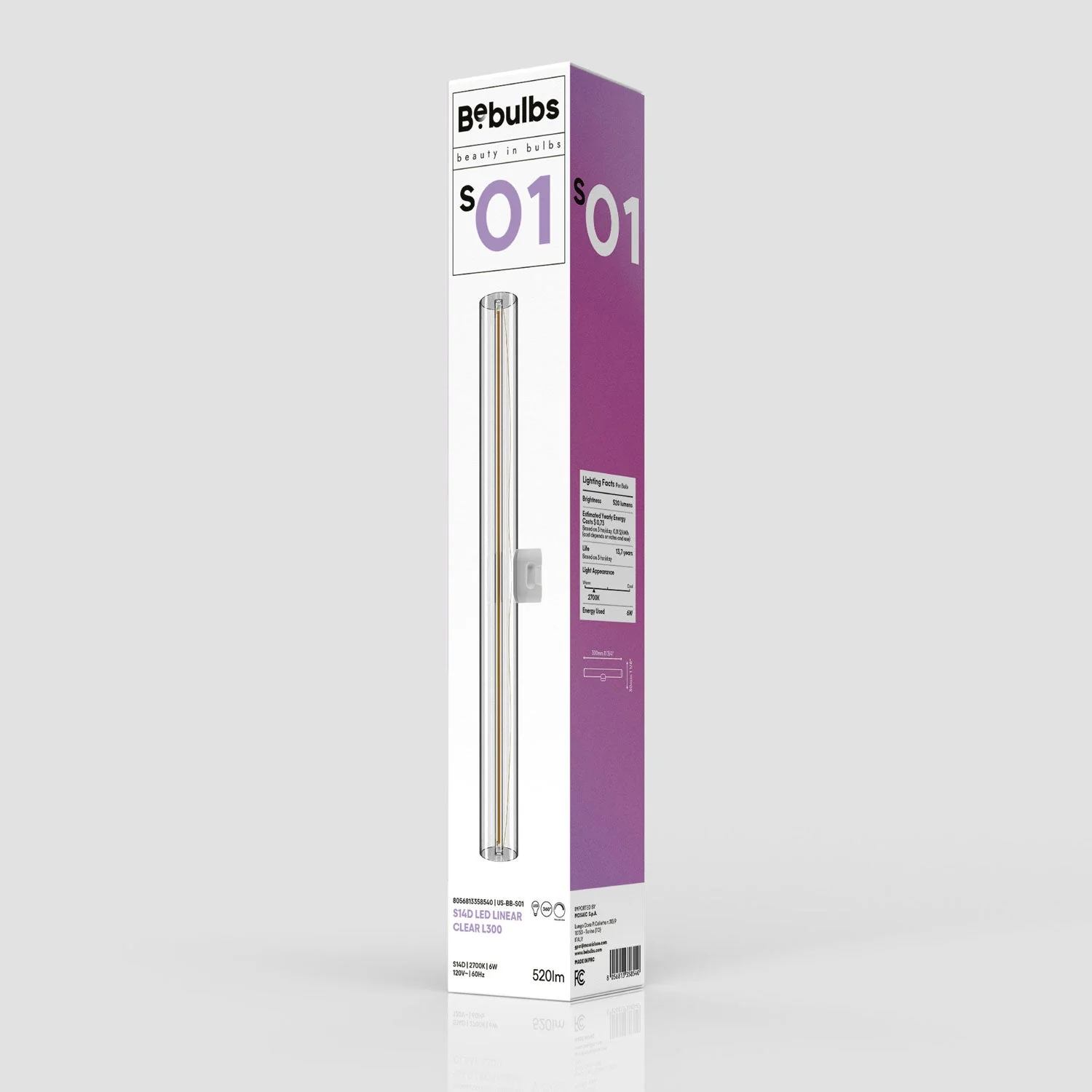 LED Lineares klares S14d-Leuchtmittel 120V CRI 90 – Länge 300 mm 6W 520Lm 2700K 120V Dimmbar - S01 - Image 5