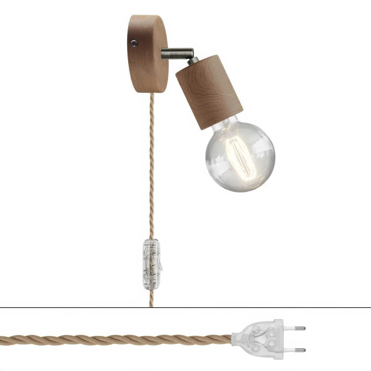 Spostaluce Schwenkbare Gelenklampe aus Holz – Neutral