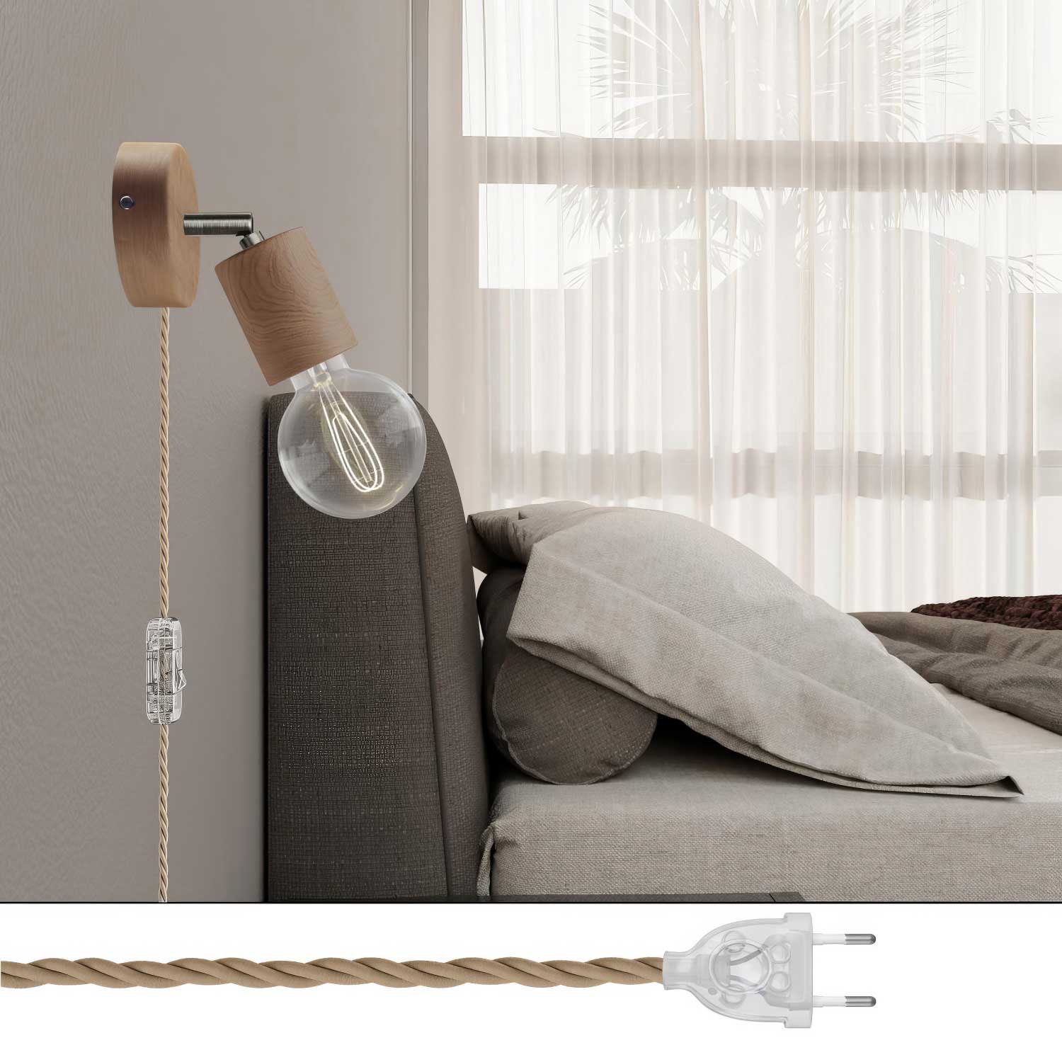 Spostaluce Schwenkbare Gelenklampe aus Holz – Neutral - Image 2