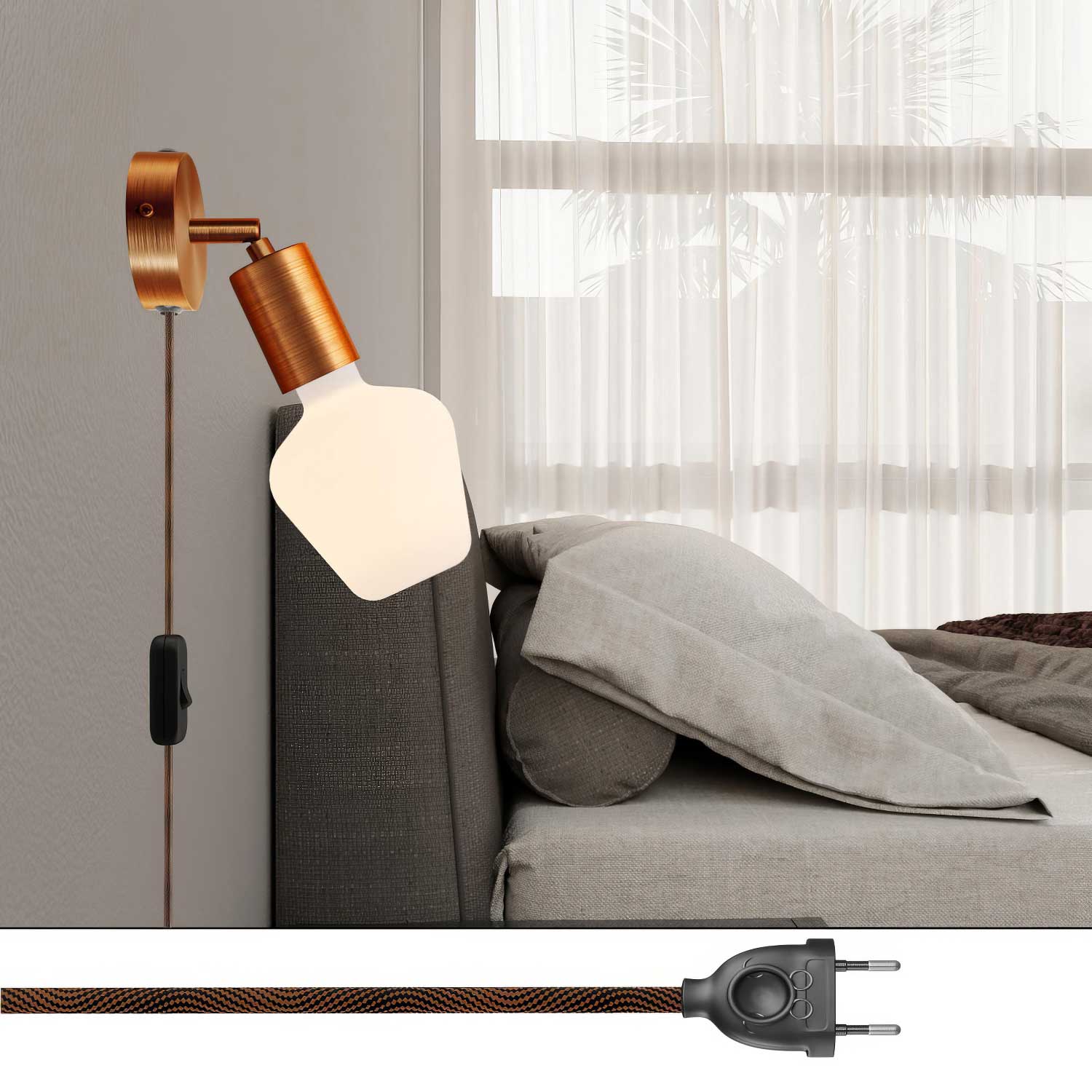Spostaluce-Lampe mit schwenkbarem Metallgelenk – Satin-Kupfer - Image 2
