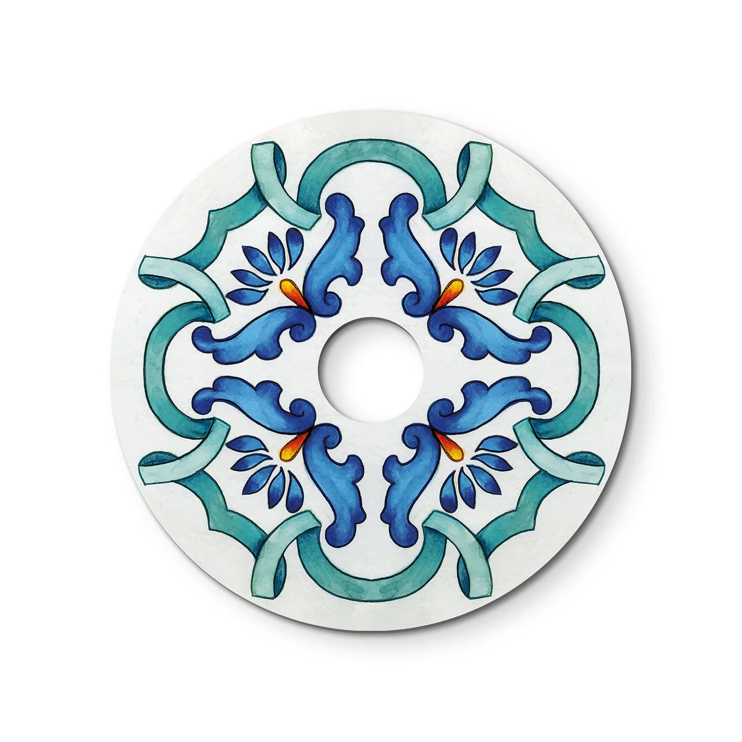 Lumet-Lichterkettensystem "Maioliche" 7,5 m mit Textilkabel, 5 Lampenfassungen und blauen Schirmen, Haken und schwarzem Stecker - Image 4
