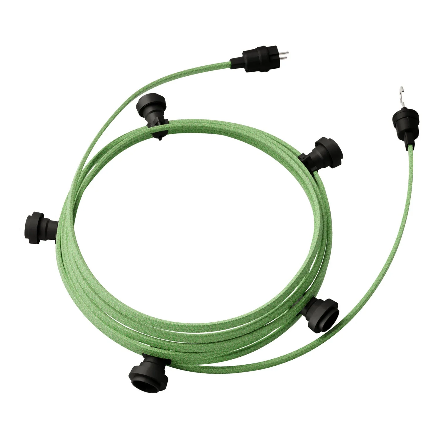 Catenaria System Lumet 7,5 m mit CX08-Stoffkabel, 5 Fassungen, Haken und Stecker schwarz