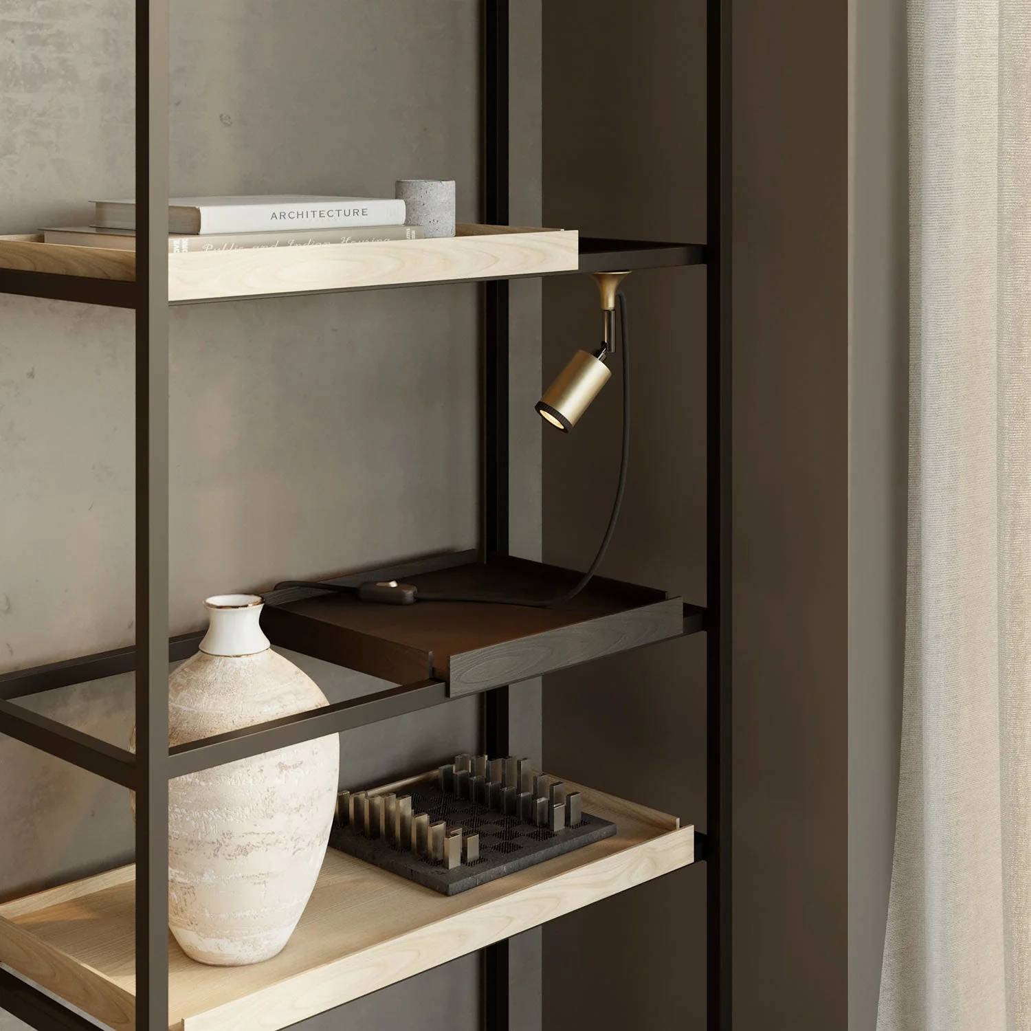 MAG-Y Metallwandleuchte mit Drehgelenk und Spot – Gebürstete Bronze - Image 2