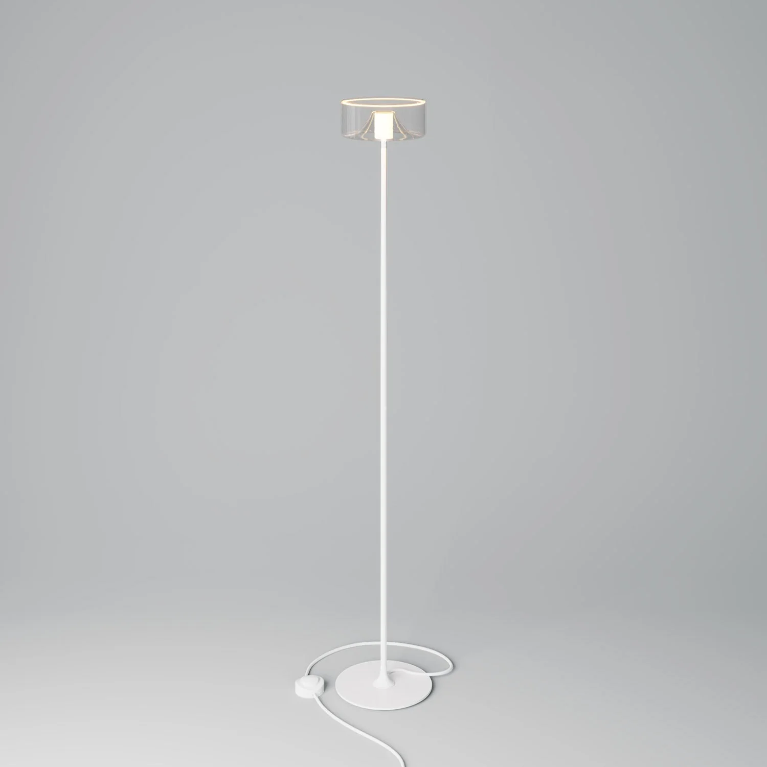 MAG-Y Stehleuchte mit rundem Metallfuß und Ghost LED-Leuchtmittel – Mattweiß