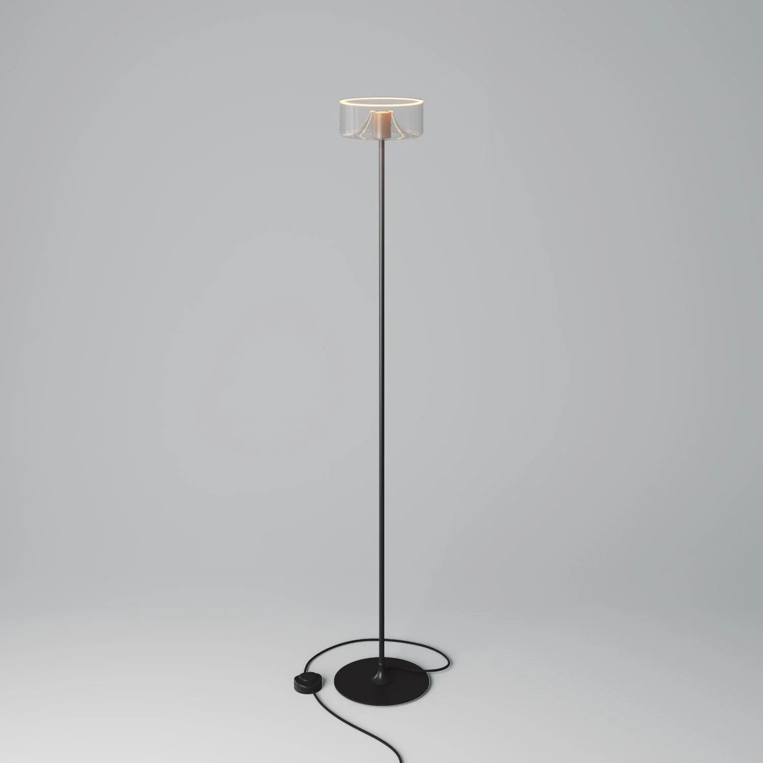 MAG-Y Stehleuchte mit rundem Metallfuß und Ghost LED-Leuchtmittel – Schwarz
