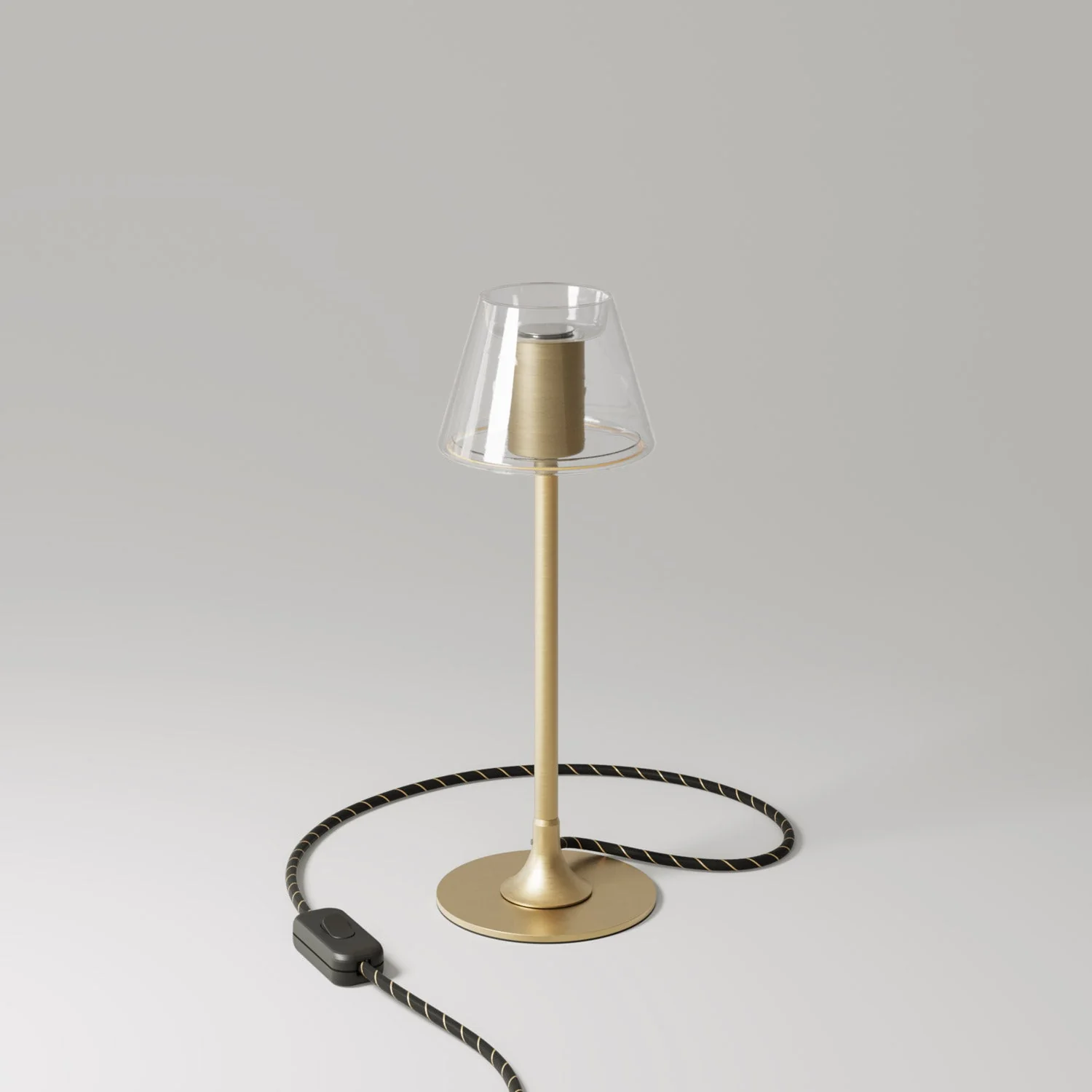 MAG-Y Tischlampe mit rundem Metallfuß und transparenter Ghost Mini Cone Glühbirne – Gebürstete Bronze - Image 3
