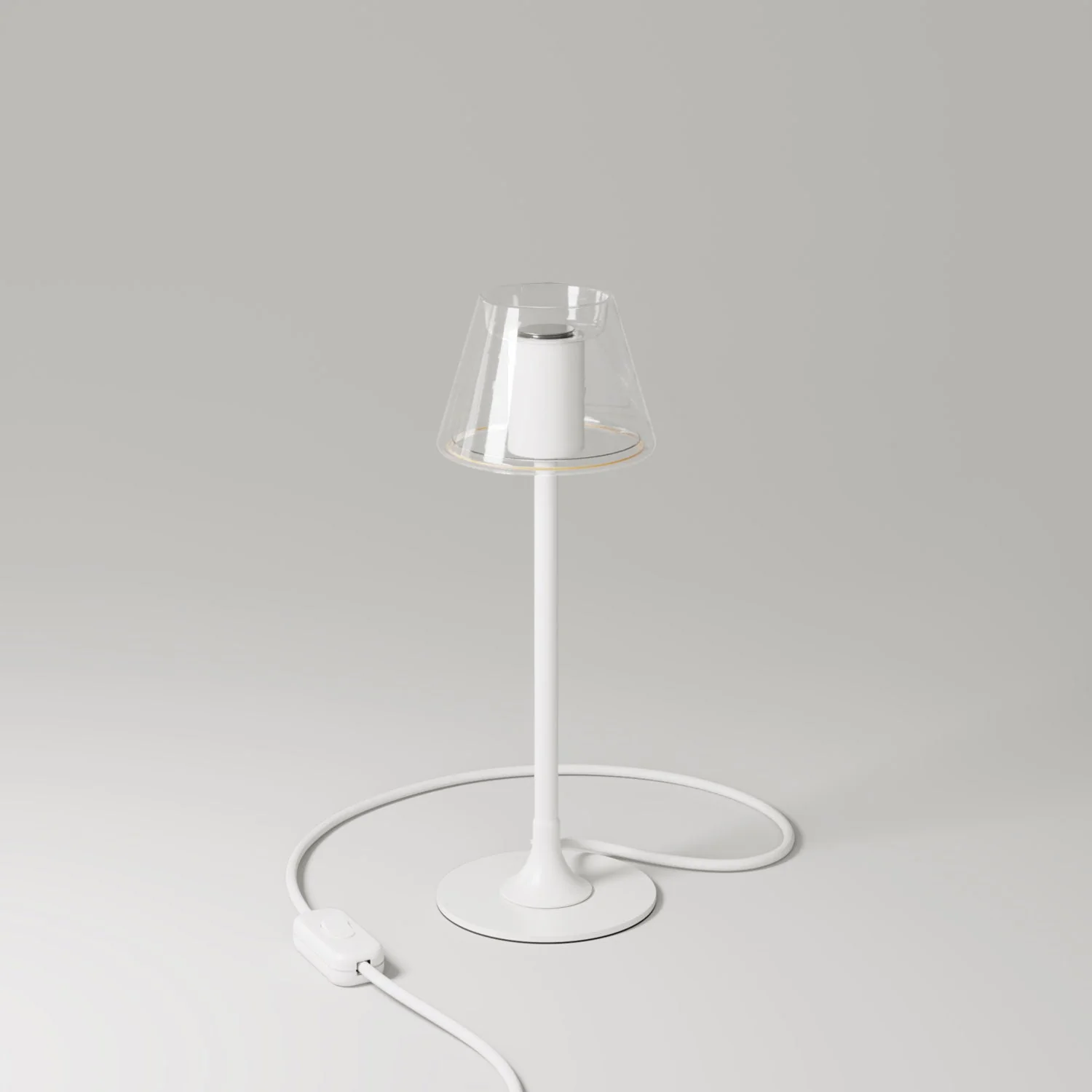 MAG-Y Tischlampe mit rundem Metallfuß und transparenter Ghost Mini Cone Glühbirne – Mattweiß - Image 3