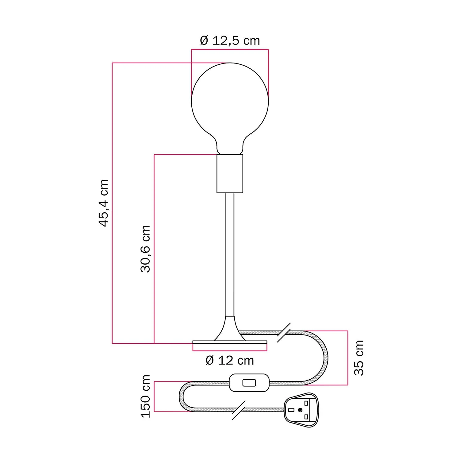 MAG-Y Tischleuchte mit runder Metallbasis und UK-Stecker - Schwarz - Image 4