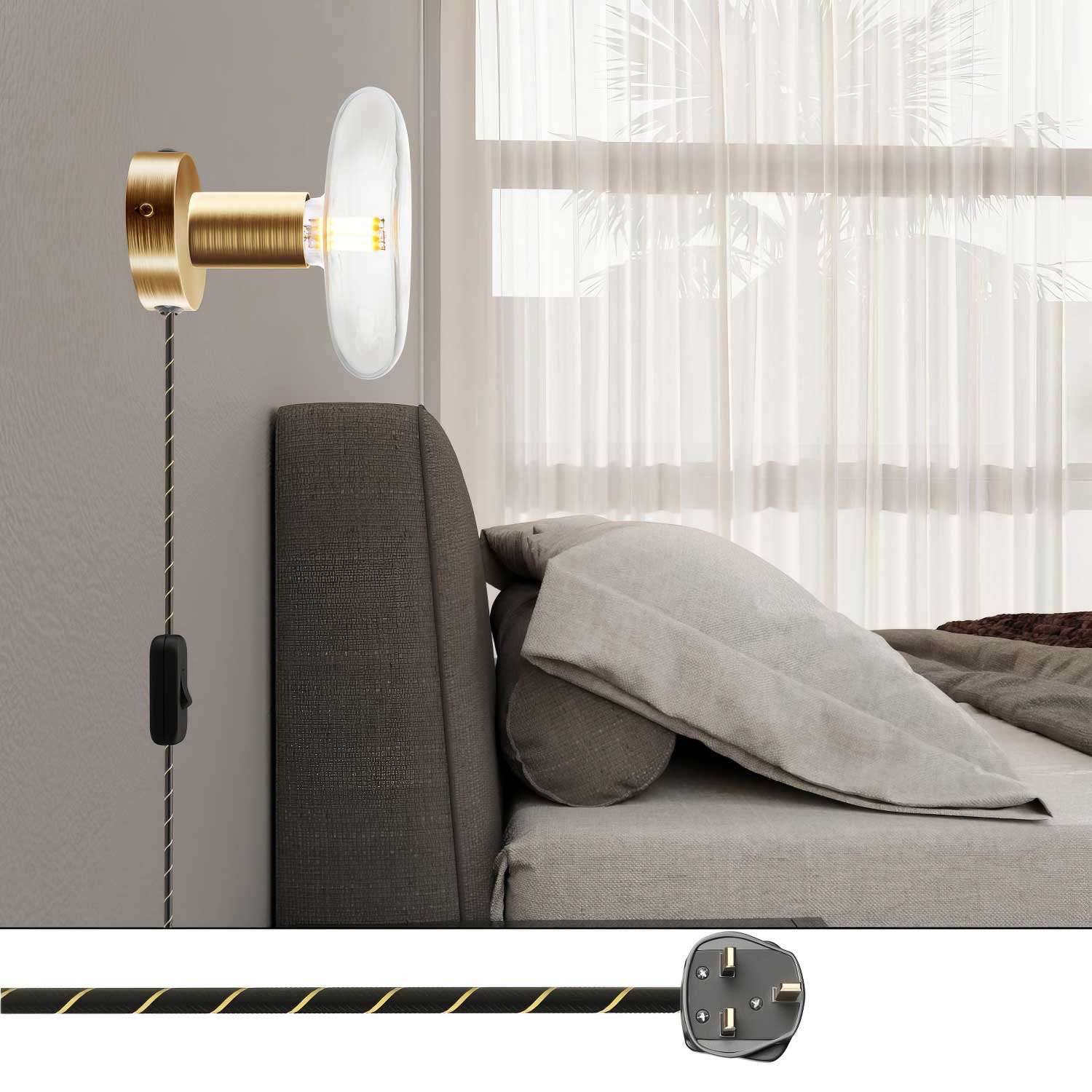 Spostaluce-Lampe aus Metall mit UK-Stecker – Satinierte Bronze - Image 2