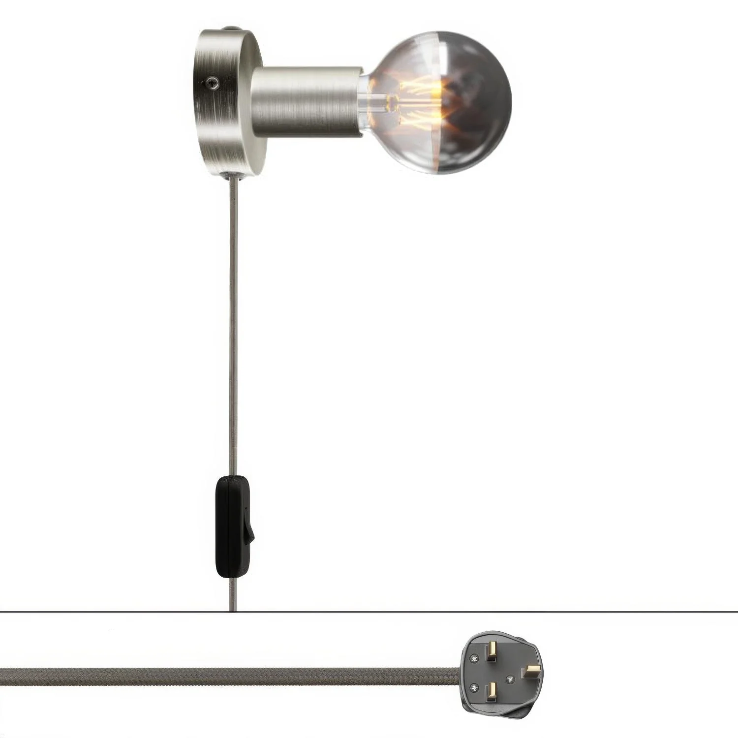 Spostaluce Leuchte aus Metall mit UK-Stecker - Satiniertes Titan