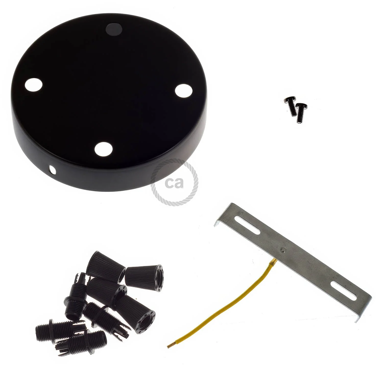 Zylindrisches Baldachin-Set aus Metall mit 4 Löchern – Schwarz - Image 3