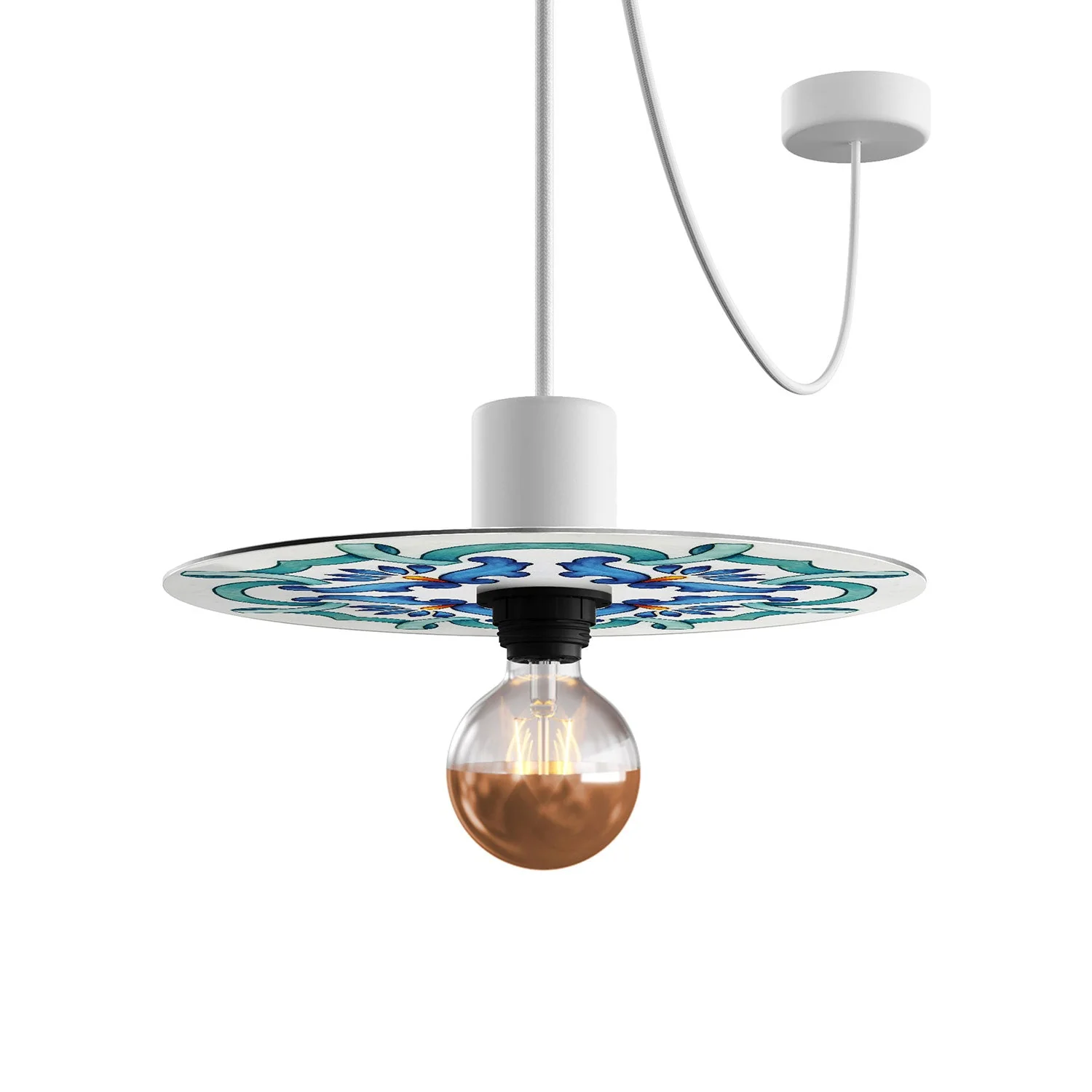 Mini-Teller Ellepì 'Maioliche' Blau für Lampen, Durchmesser 24 cm – Made in Italy - Image 4