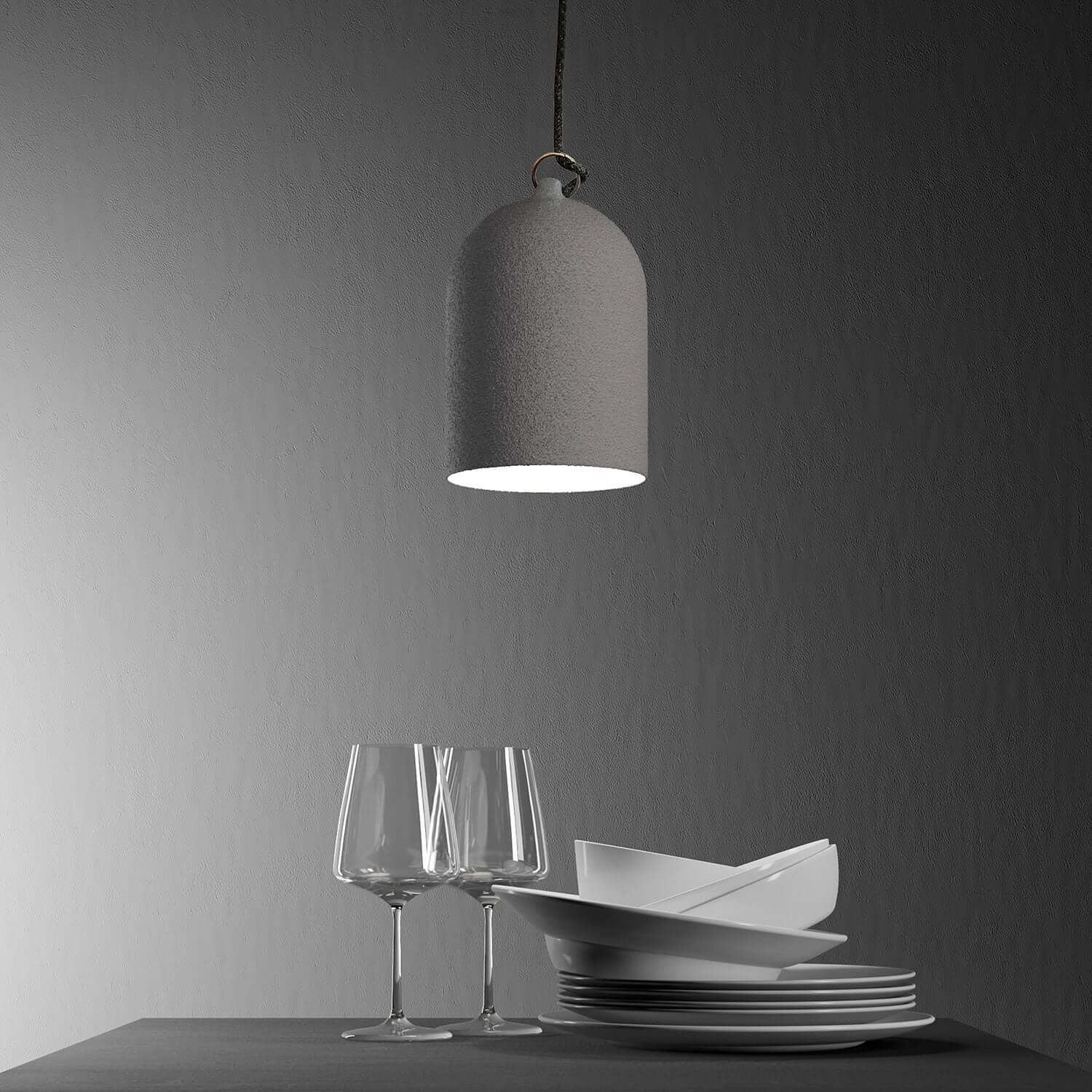 Campana Mini, XS-Lampenschirm aus Keramik für Pendelleuchte – Made in Italy – Betonoptik - Image 3