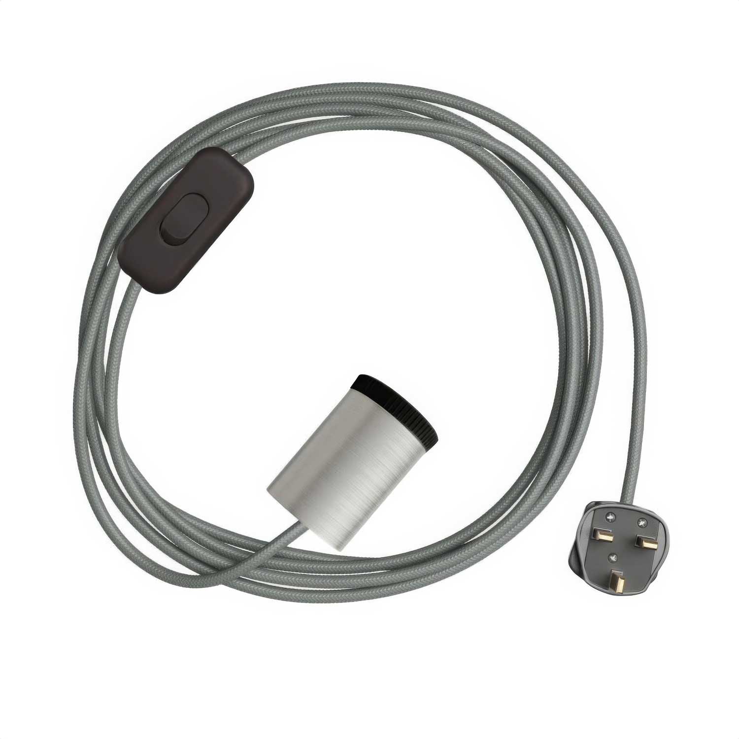 Mini Spotlight Spot GU1d0 mit Lampenkabelsatz SnakeBis und UK-Stecker – Satiniertes Titan