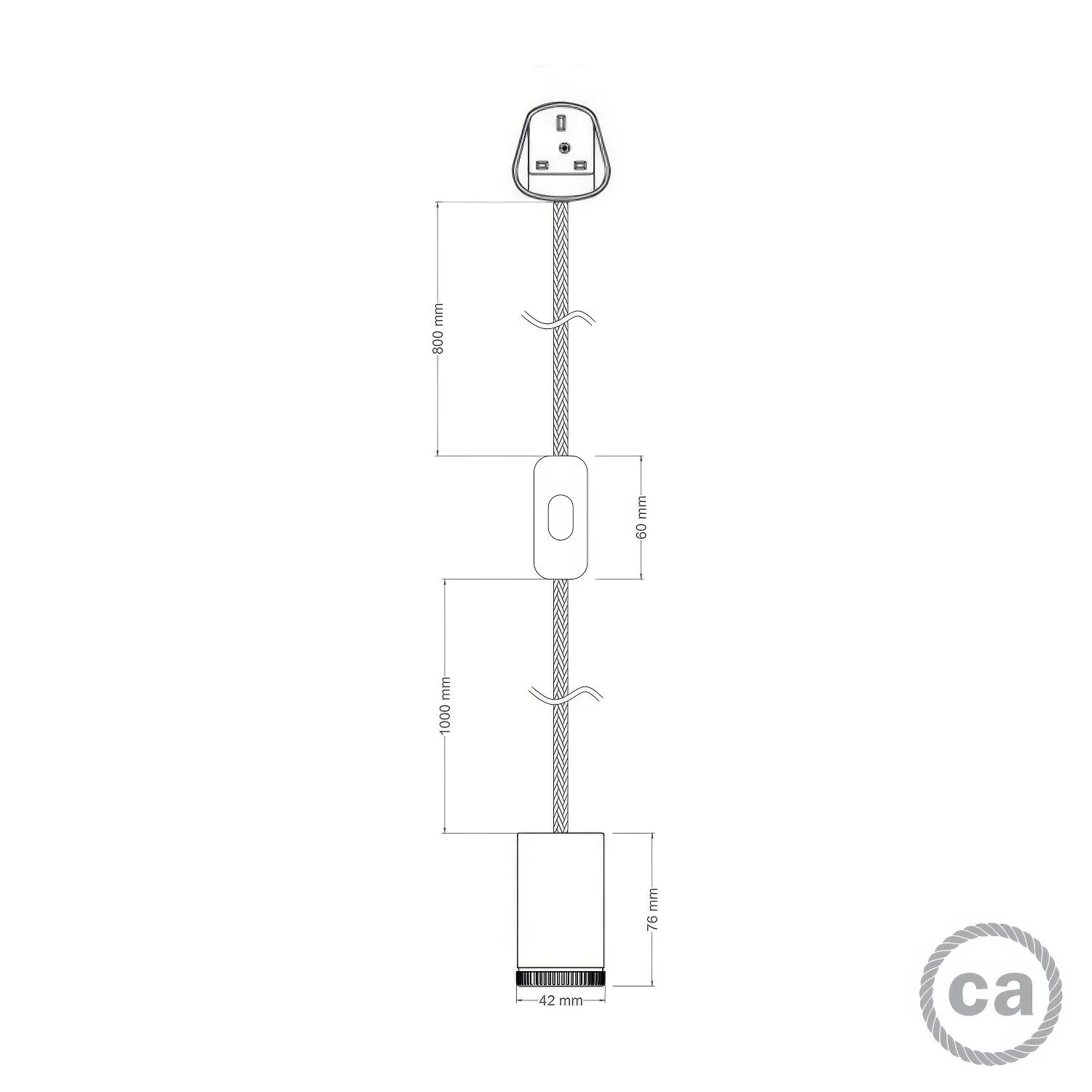 Mini Spotlight Spot GU1d0 mit Lampenkabelsatz SnakeBis und UK-Stecker – Satiniertes Titan - Image 5