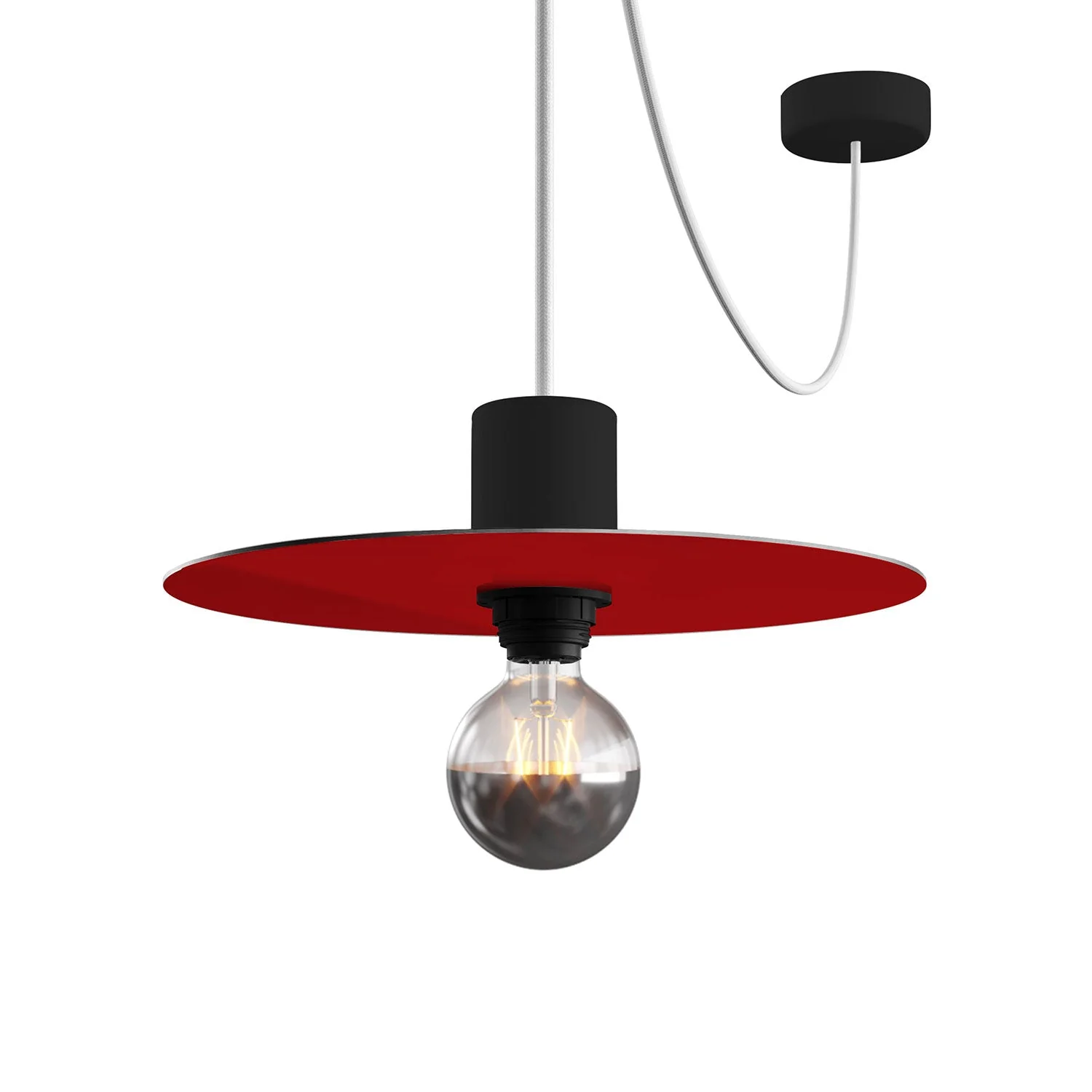 Mini-Flachschirm Ellepì 'Solid Color' Rot für Lampen, Durchmesser 24 cm – Made in Italy - Image 4