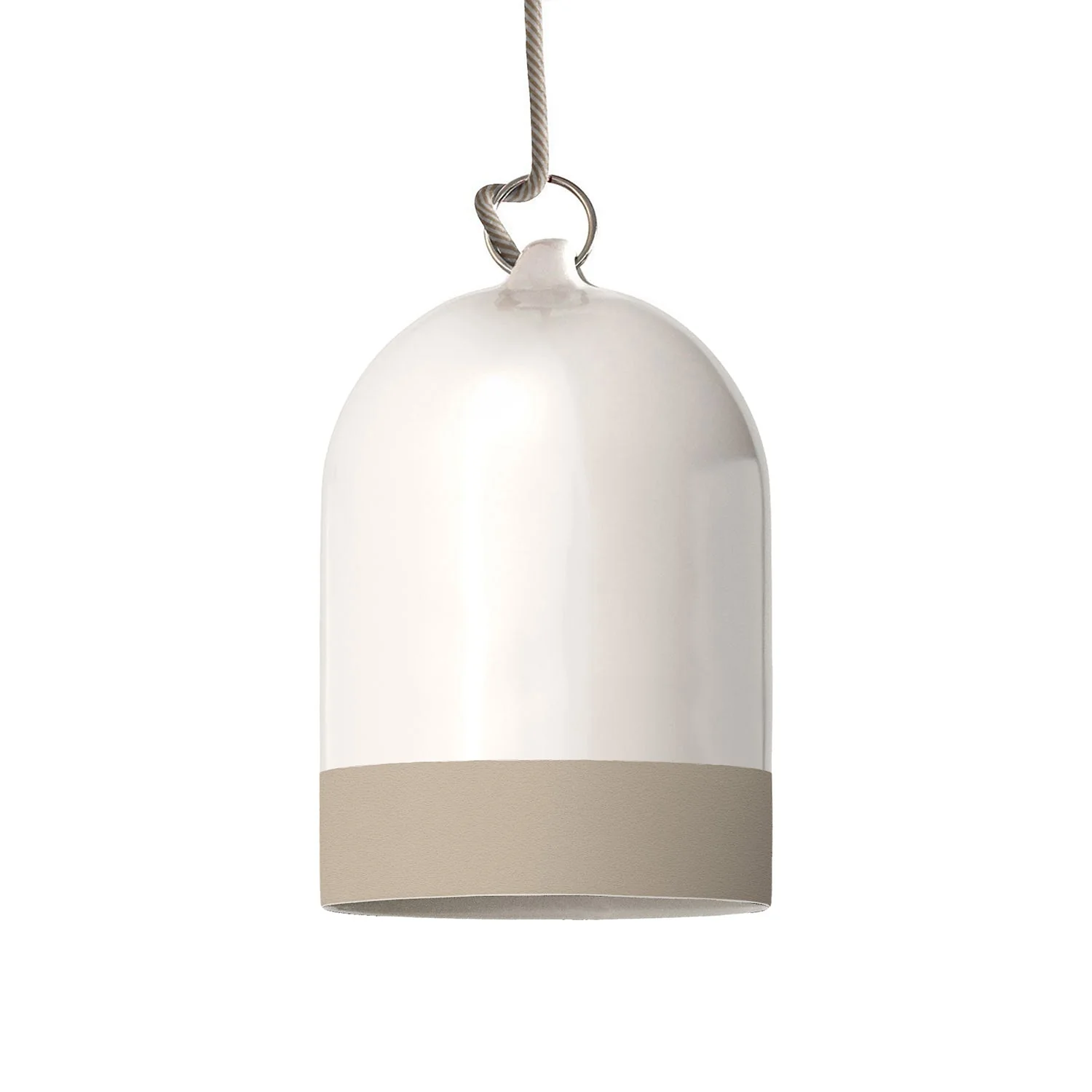 Mini-Glockenschirm XS aus Keramik in Weiß und Taupe, Kollektion Materia – Made in Italy