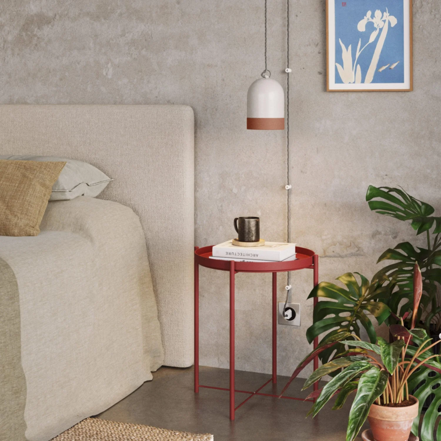 Lampenschirm Mini XS, zweifarbig, aus Keramik Weiß und Terrakotta, Kollektion Materia – Made in Italy - Image 2