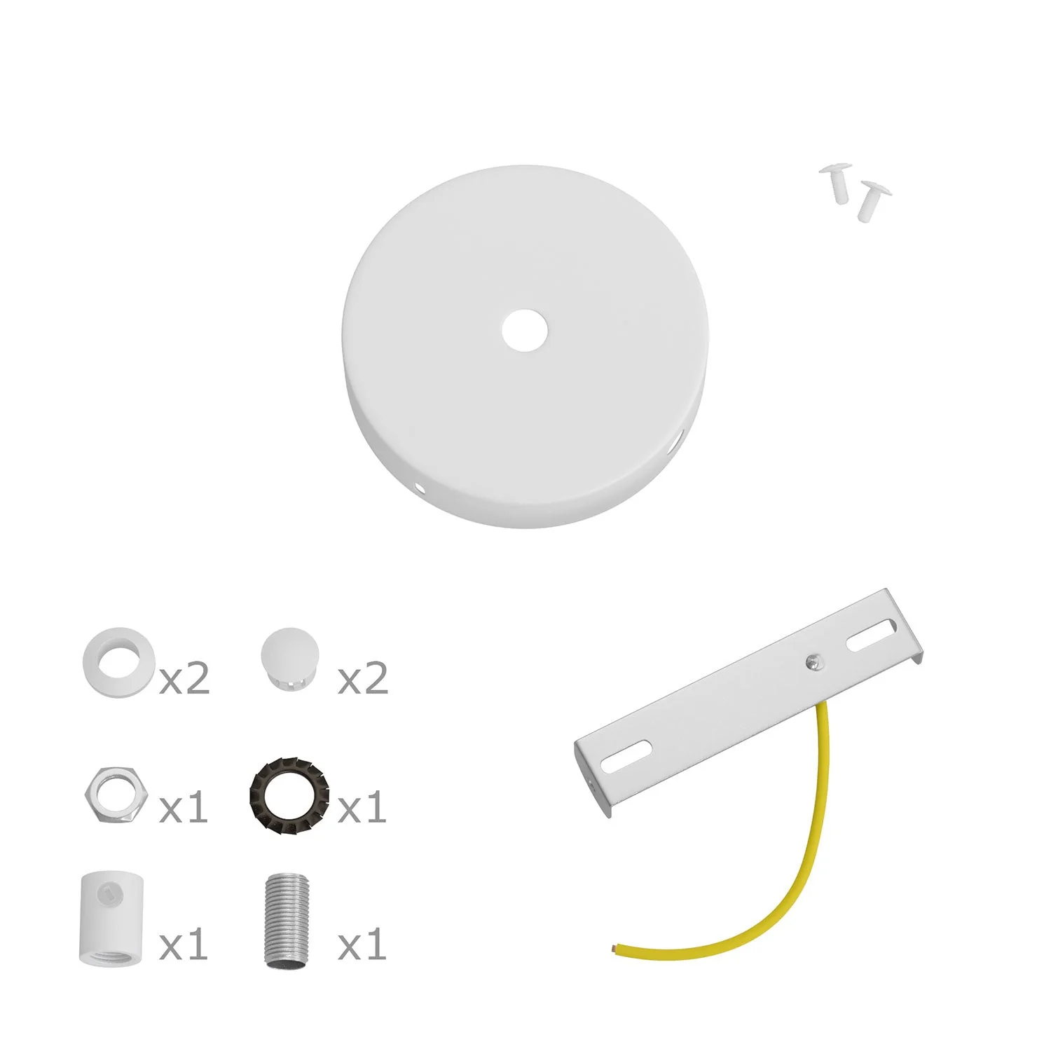 Mini-Kit zylindrische Rosette aus Metall mit 1 zentralem und 2 seitlichen Löchern – Mattweiß - Image 6