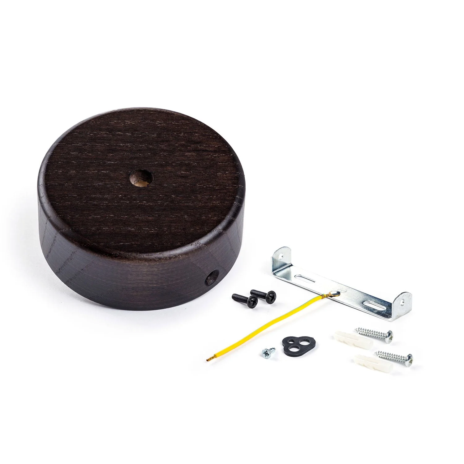 Mini Lampenbaldachin-Kit aus Holz, zylindrisch, mit 1 zentralem Loch – Wengé-Effekt - Image 3