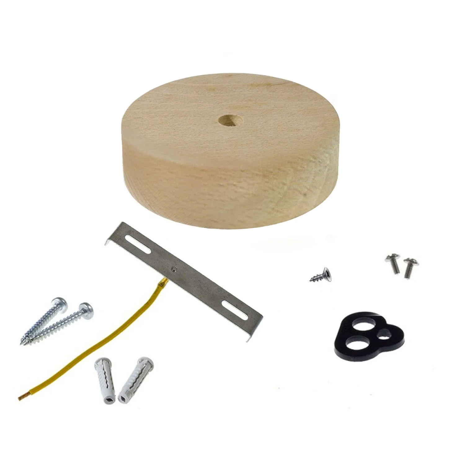 Kit Mini zylindrischer Lampenbaldachin aus Holz mit 1 zentralem Loch – Neutral - Image 3