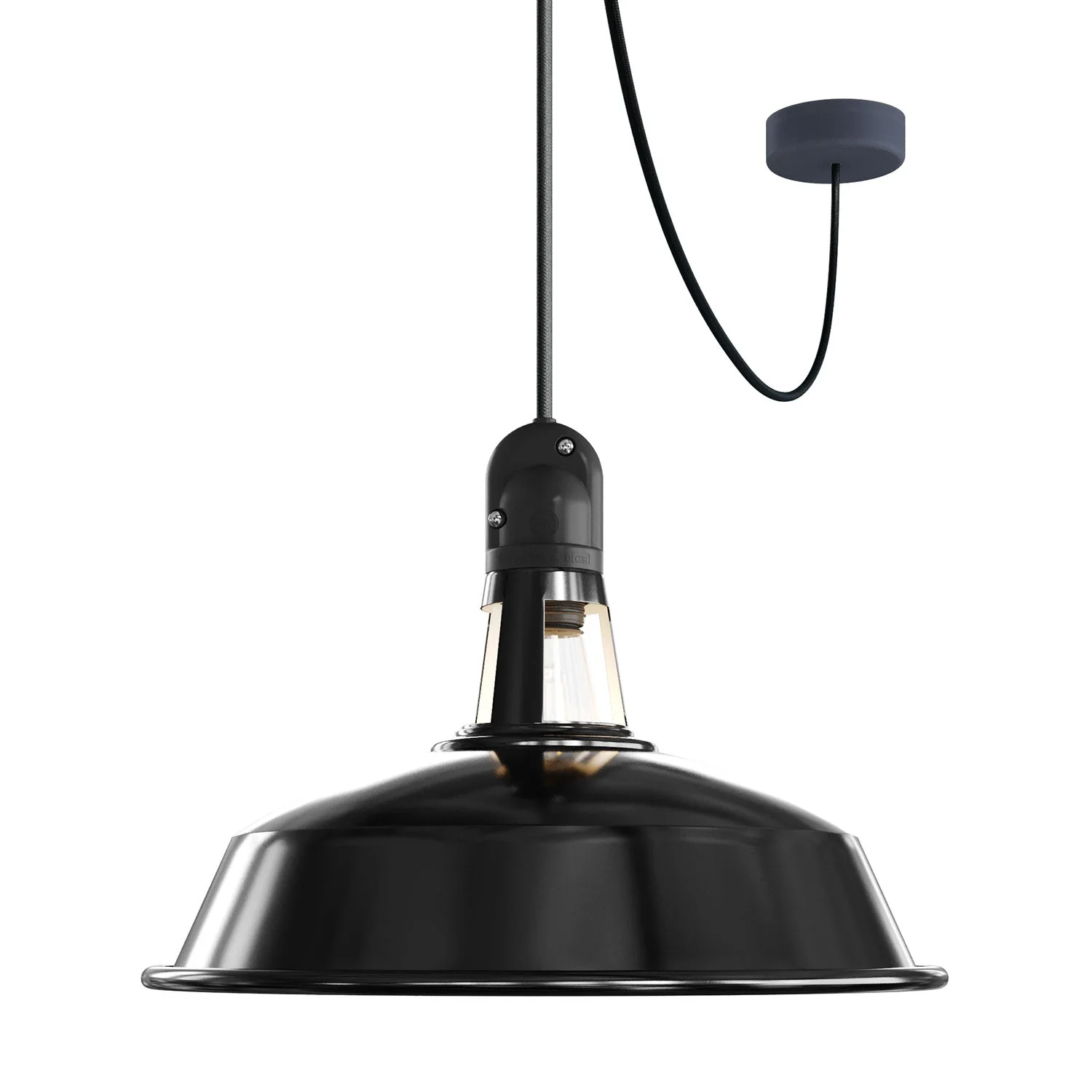 Modulair ELEGANT Außenleuchte mit Lampenschirm, 5 m Kabel, Silikon-Deckenrosette und IP65-wasserdichte Fassung – Schwarz