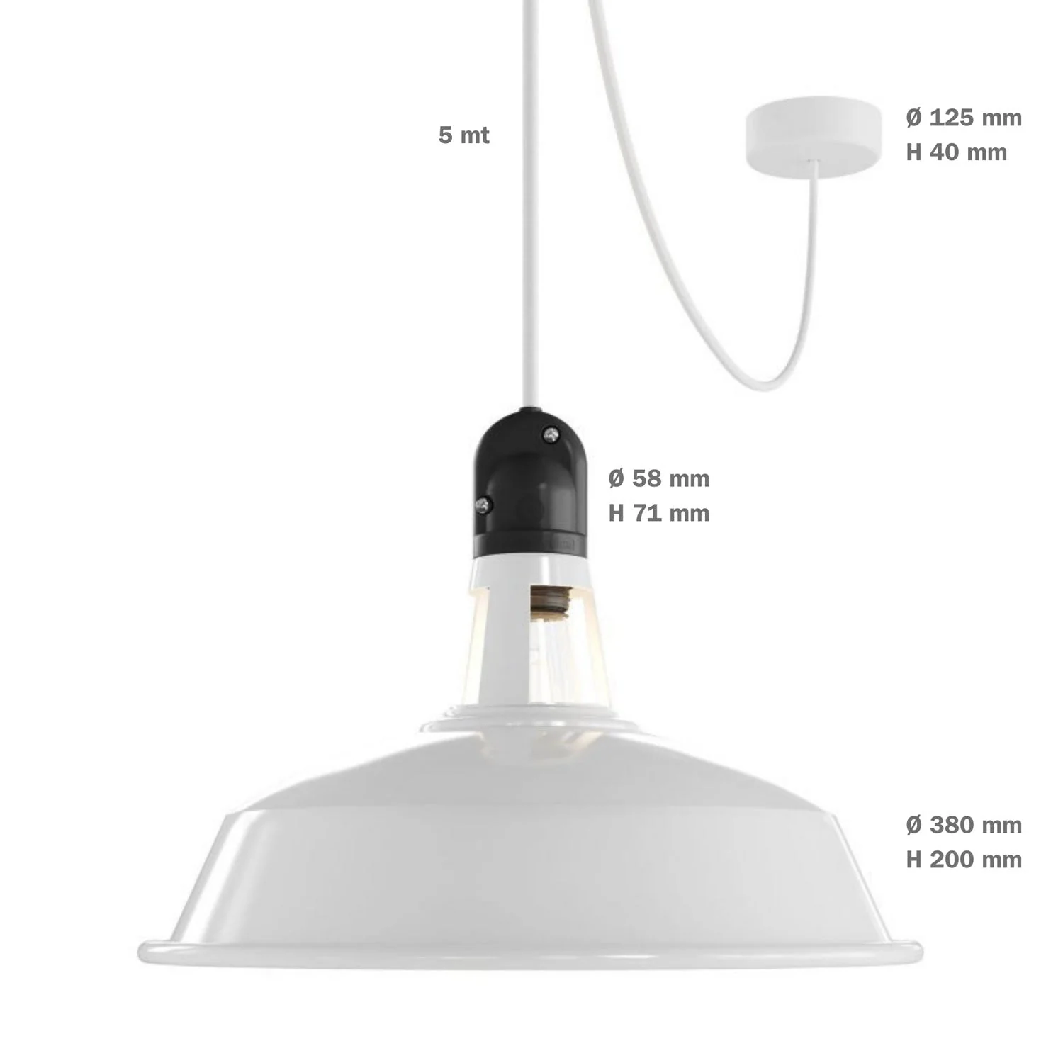 Modulair ELEGANT Außenleuchte mit Lampenschirm, 5 m Kabel, Silikon-Deckenrosette und IP65-wasserdichte Fassung – Schwarz - Image 7