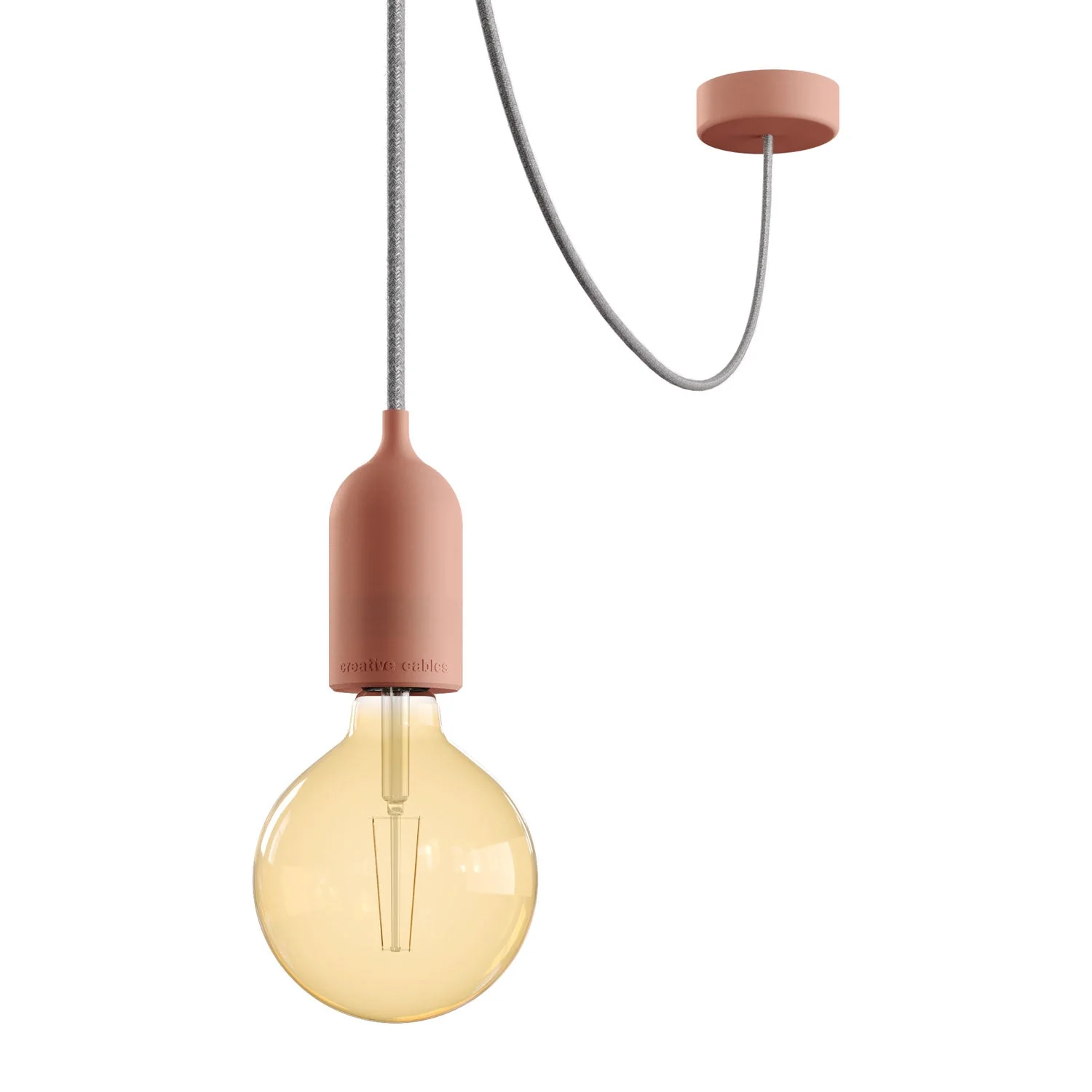 Modulair PASTEL Außenleuchte mit 5 m Kabel, Gewicht, Baldachin und Fassung IP65 wasserdicht – Lachs