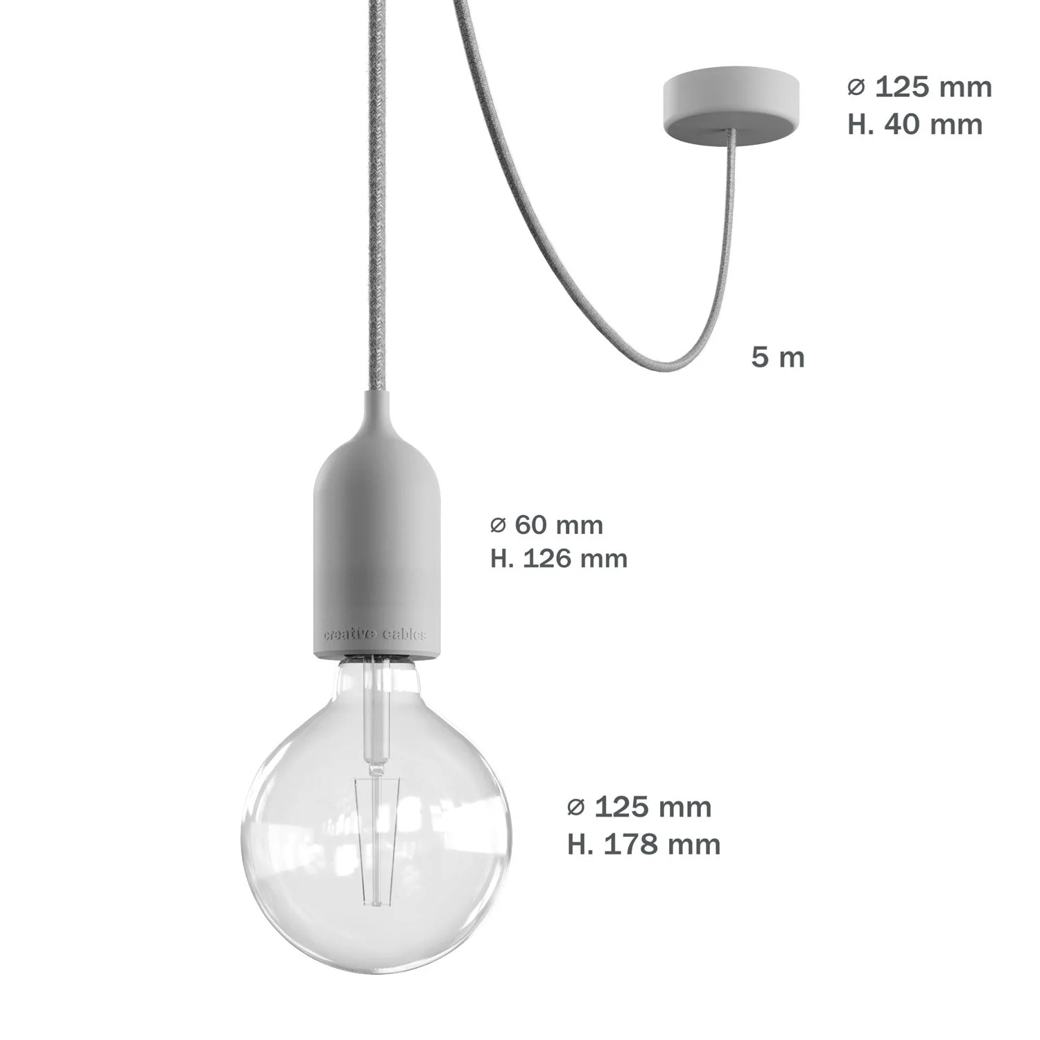 Modulair PASTEL Außenleuchte mit 5 m Kabel, Dezentralisierer, Baldachin und Fassung IP65 wasserdicht – Blaugrau - Image 6