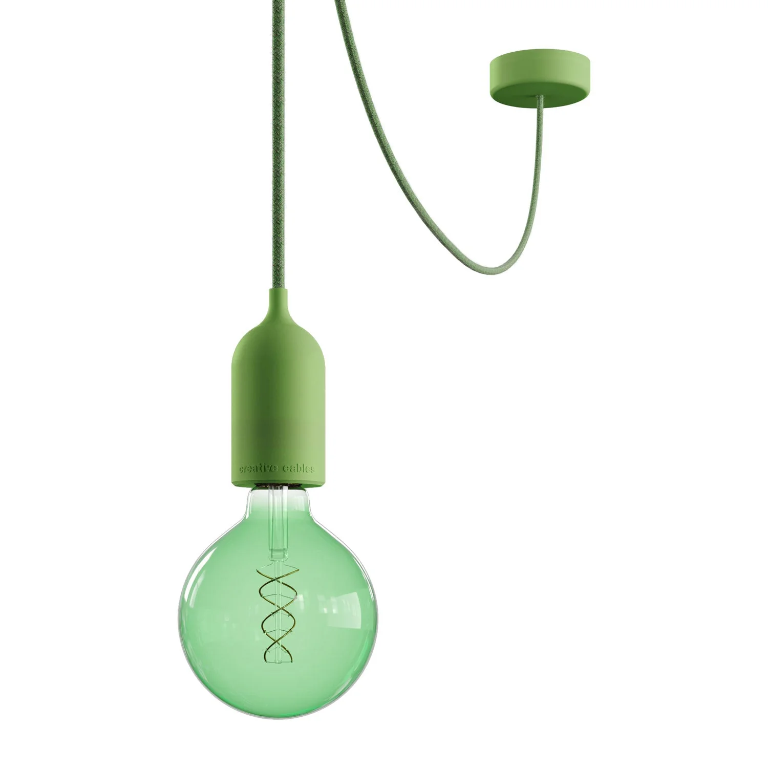 Modulair PASTEL Außenleuchte mit 5 m Kabel, Dezentrierung, Baldachin und IP65 wasserdichter Fassung – Wiesengrün