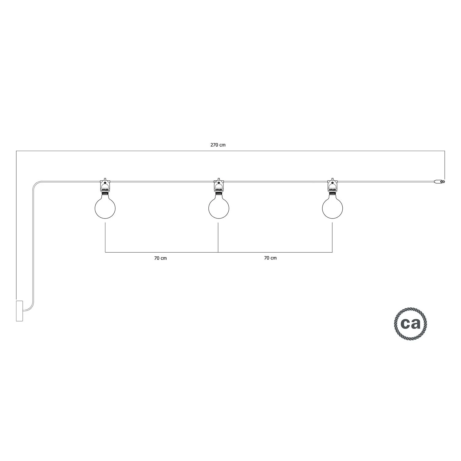 Außen-Lichterkette Modulair IP65 mit 3 Leuchten und Baldachin – Schwarz - Image 5