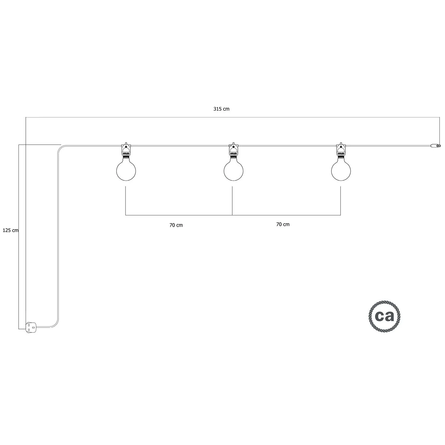 Modulair Lichterkette für den Außenbereich IP65, tragbar mit 3 Leuchten und UK-Stecker – Schwarz - Image 5