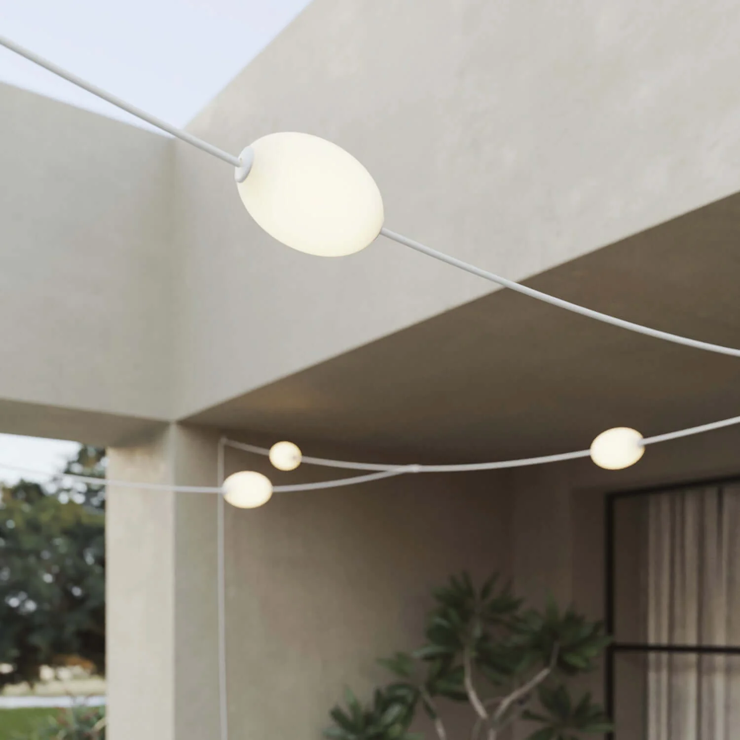 Lichterkette GRID mit 7 Lichtpunkten für außen IP67 Sandweiß – Marina GRID - Image 5