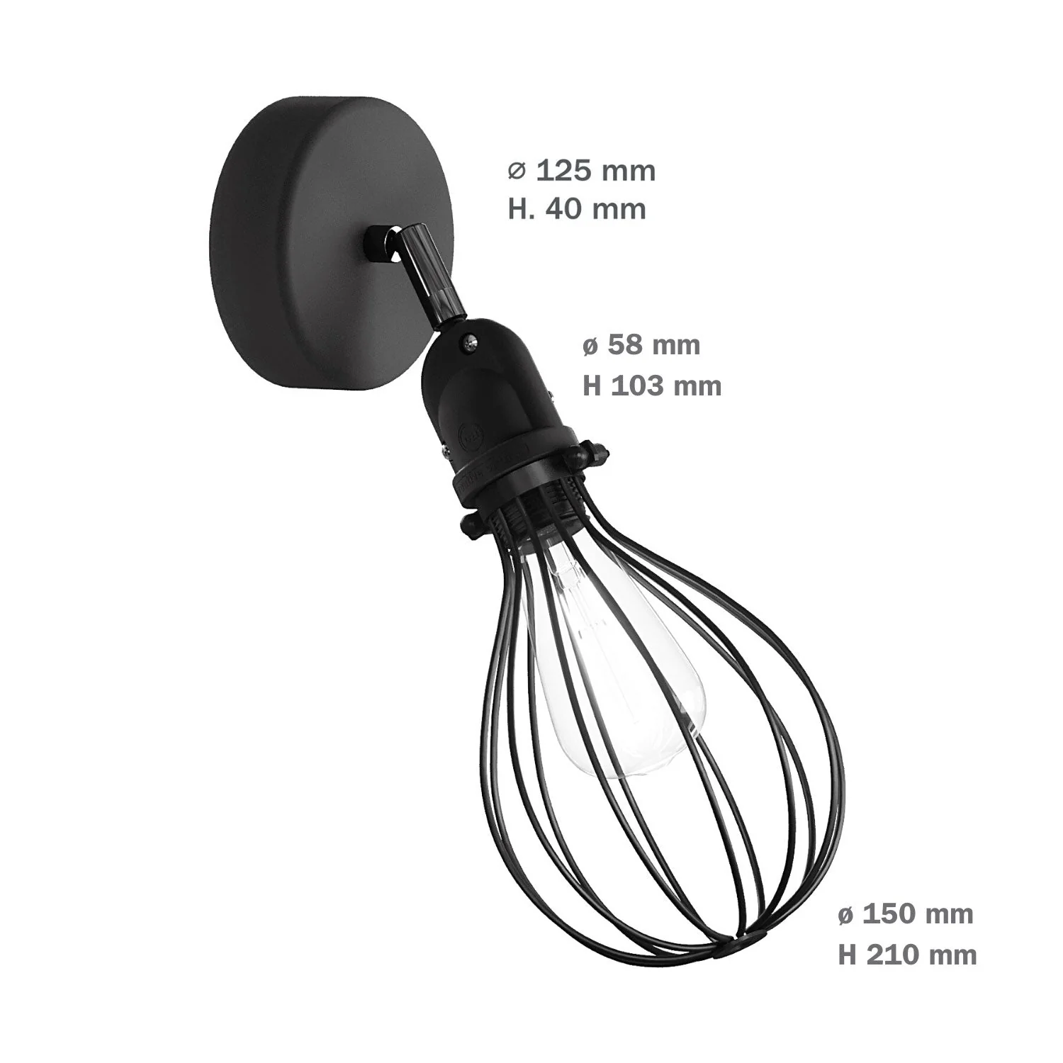 Fermaluce Modulair mit schwenkbarem Gelenk, Drop-Schirm und IP65-wasserdichter Fassung – Schwarz - Image 6