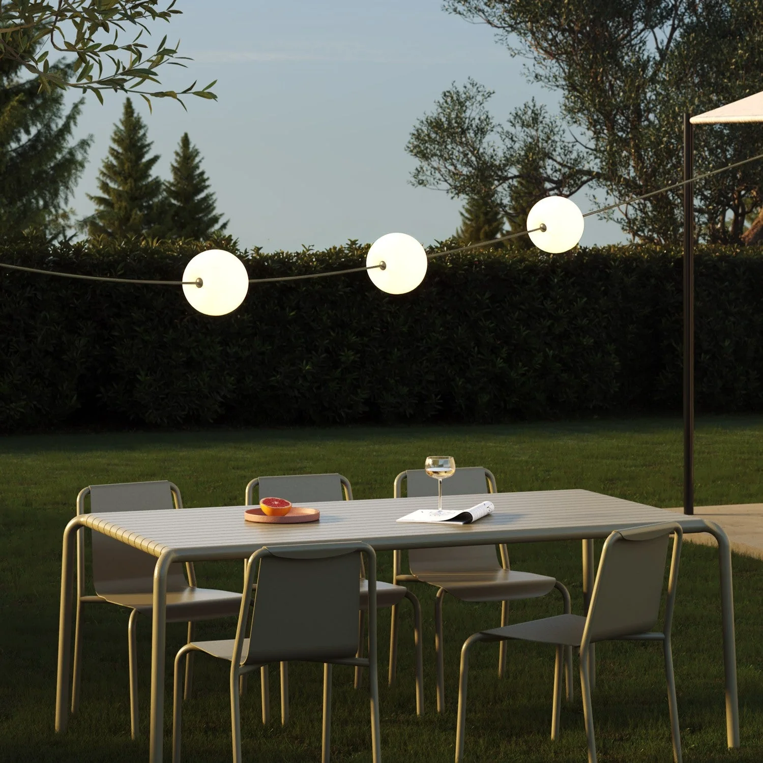 Outdoor-Lichterkette mit 3 Lichtpunkten für Feuchträume Olive Green, Stromversorgung mit US-Stecker - Marina3 Cherry - Image 2