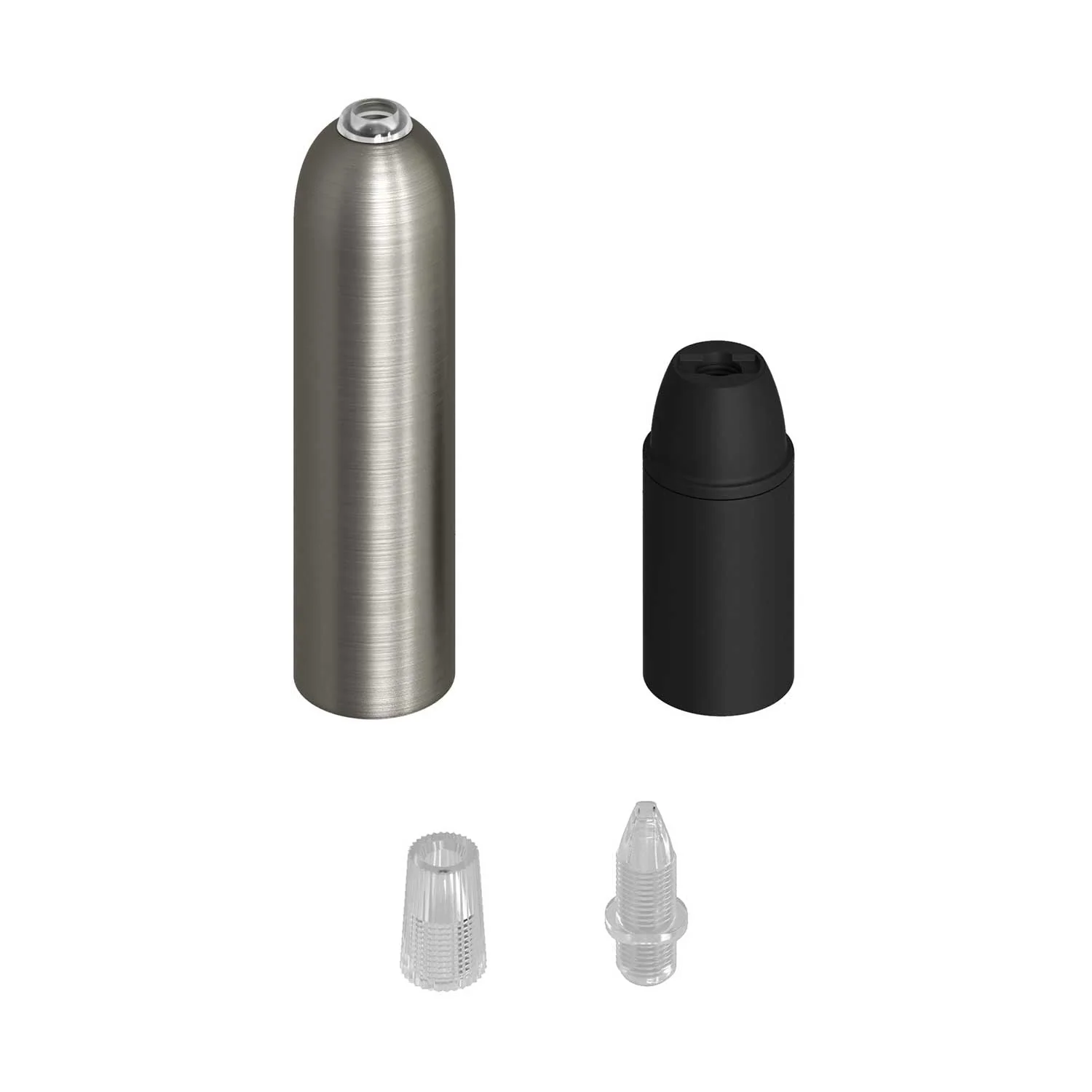 P-Light, UL E12 Metallfassungs-Set mit versteckter Kabelverschraubung – Gebürsteter Titan - Image 2